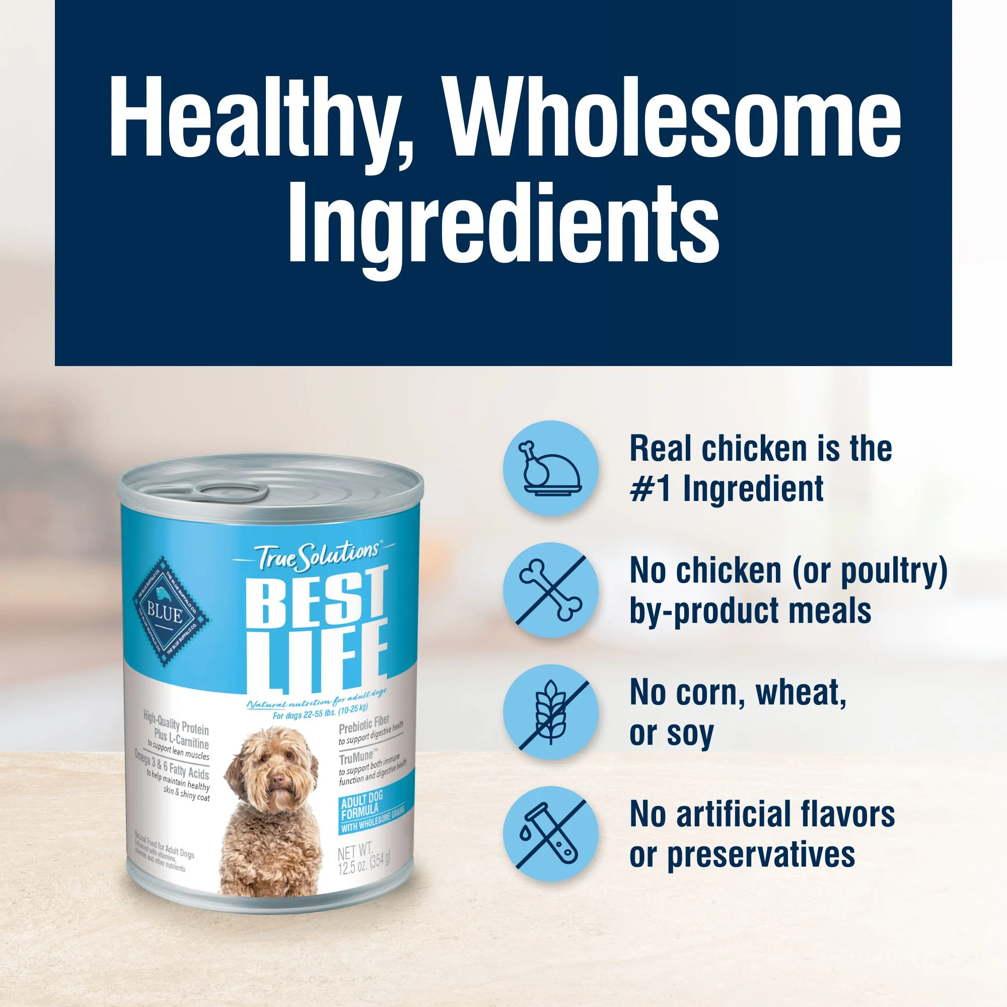 Blue Buffalo True Solutions Best Life Wet Dog Food for Medium-Size Dogs, Chicken, 12.5 oz.