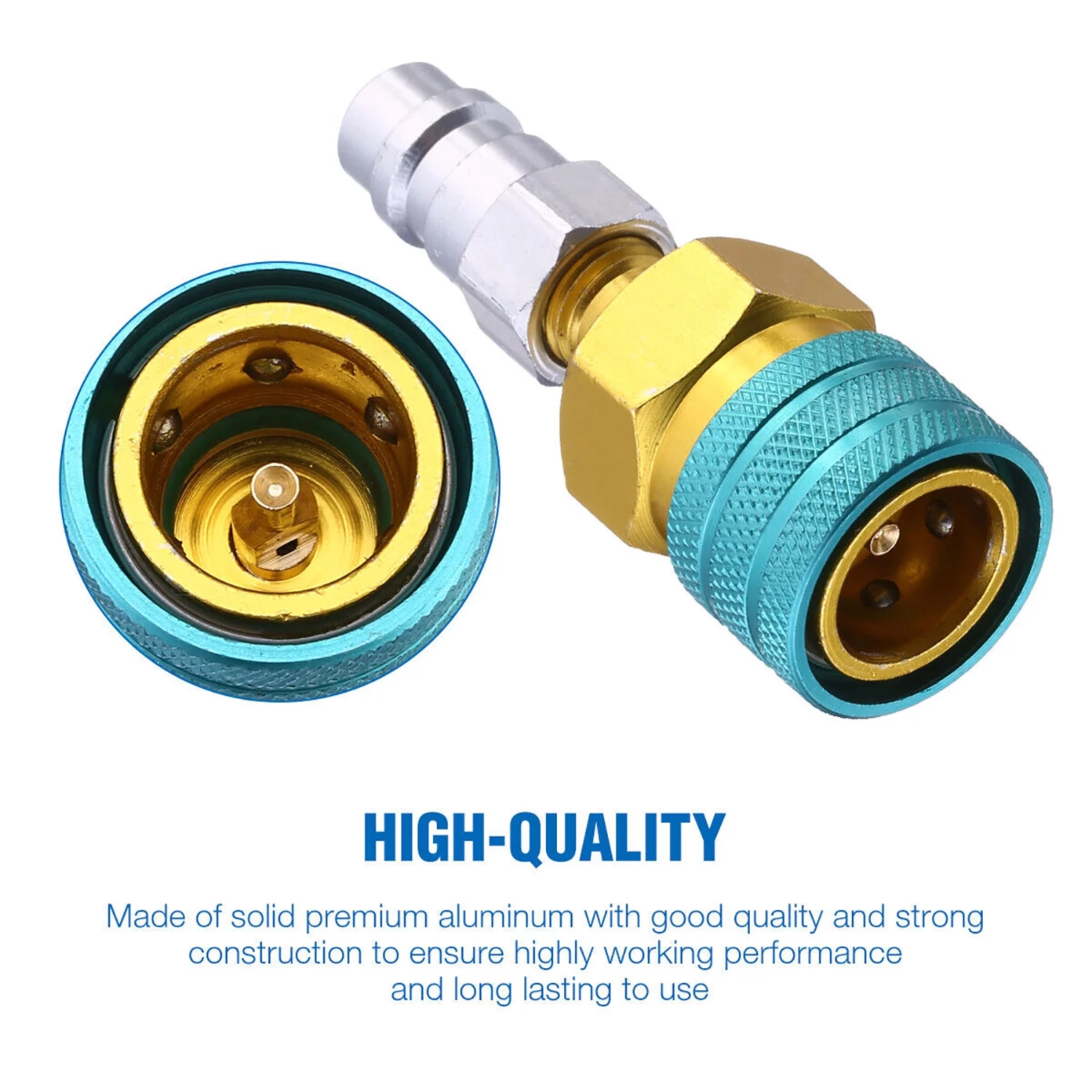 2pcs Conditioning Fitting Set R1234YF to R134A Adapter R1234YF Low Side Quick Coupler Conversion Kit Refrigerant Can Adapter Valve AC Charging Hose Adapter Connector for Car Air-Conditioning