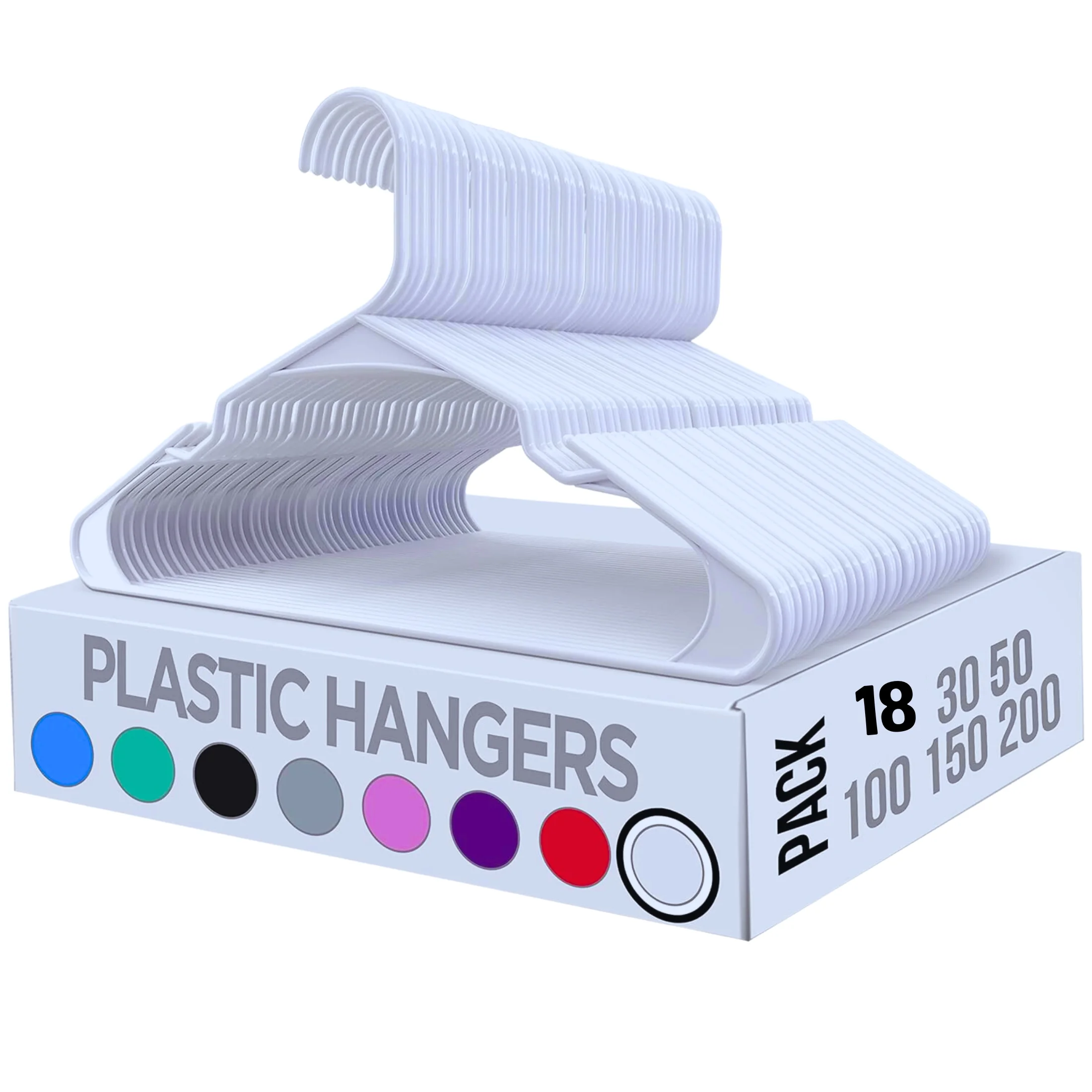 (18) White Plastic Hangers, 16.5x9in Ultimate Space-Saver Premium Heavy-Duty Clothes Shirts Blouses Dress Multipurpose Non-Slip Hanger Unclutter Home Wardrobe Organizers & CUSTOM Storage Carrier