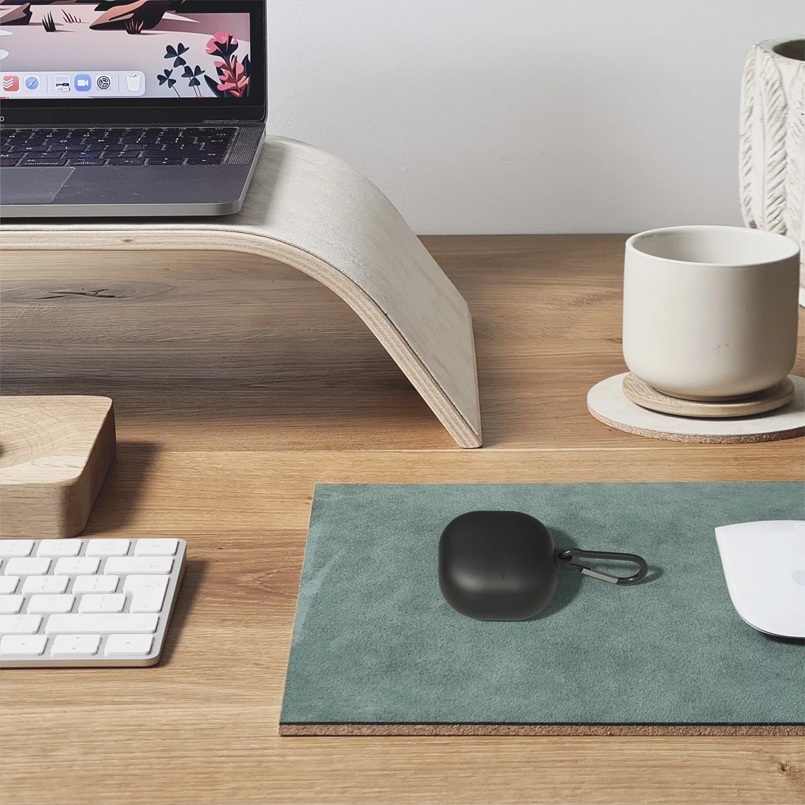 Geekria Silicone Case Cover Compatible with Soundcore by Anker Liberty 4 True Wireless Earbuds, Earphones Skin Cover, Protective Carrying Case with Keychain Hook, Charging Port Accessible (Black)