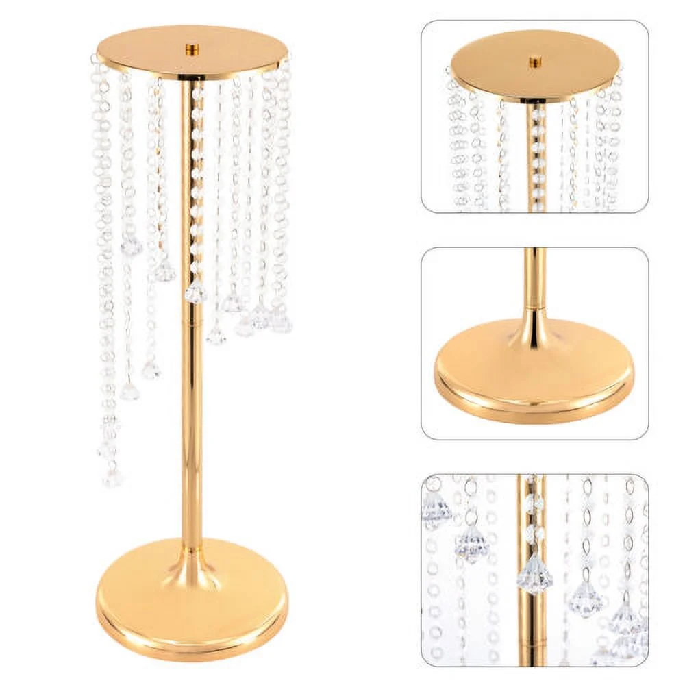 10Pcs 27.5 inch Tall Crystal Flower Vase For Wedding Centerpieces Gold Vases