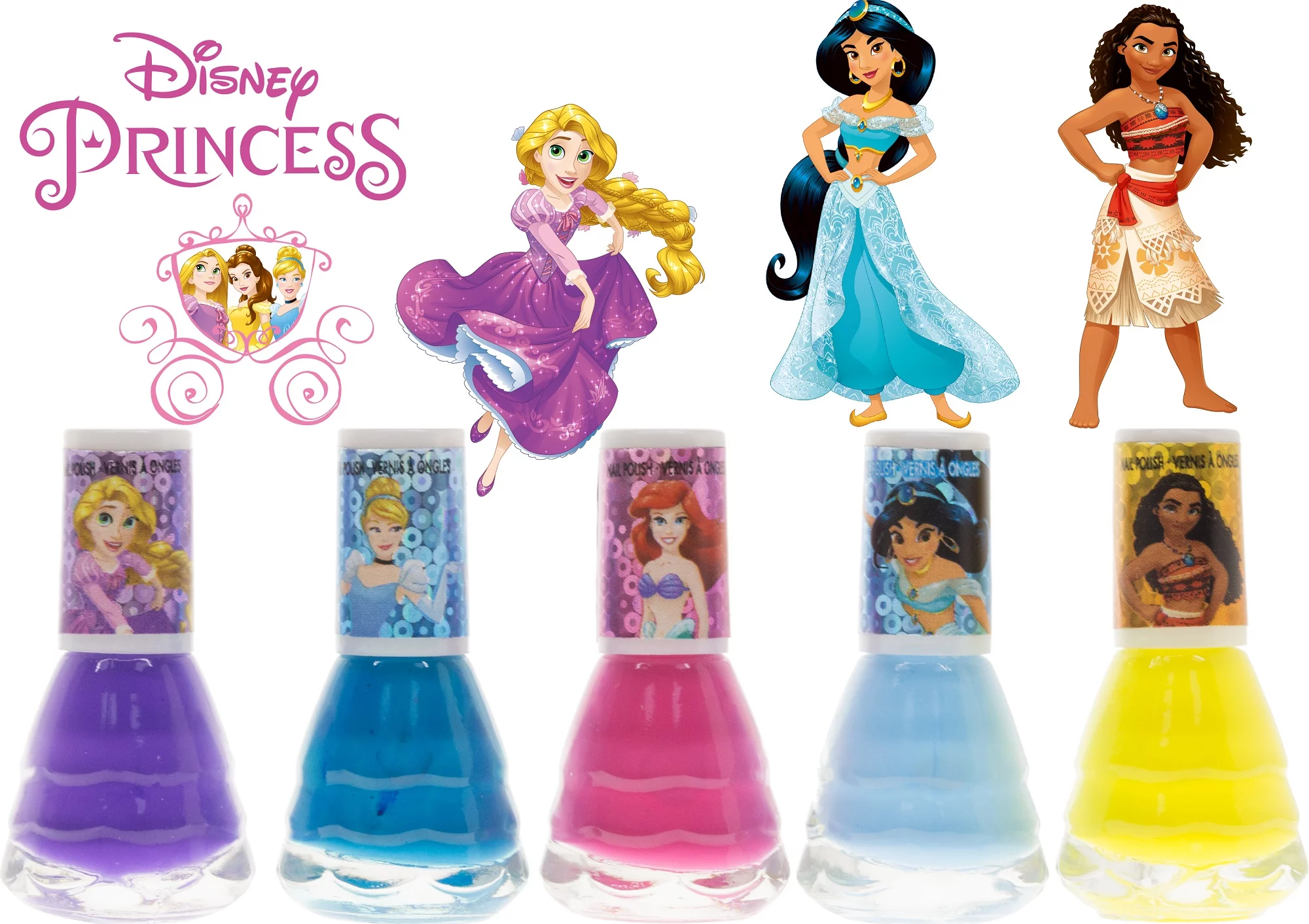 Disney Princess - Townley Girl Non-Toxic Peel-Off Nail Polish Set for Girls, Ages 3+