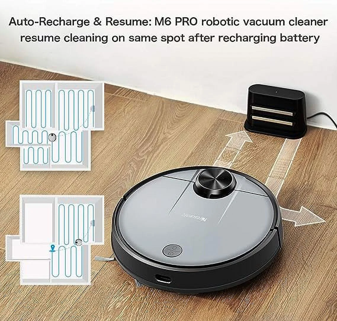Open Box Proscenic Wi-Fi Connected Robot Vacuum Cleaner and Mop Alexa M6-PRO - Gray