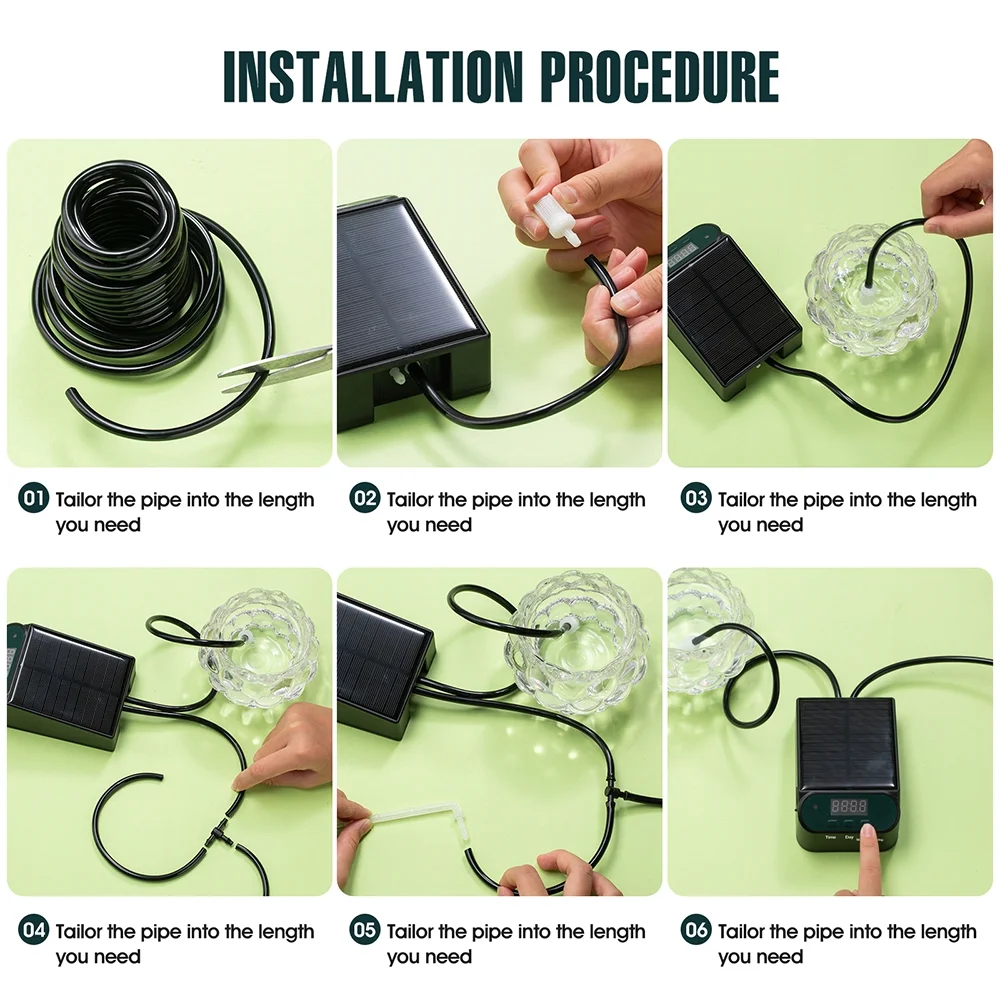 Solar Drip Irrigation System,Indoor Outdoor Automatic Plant Self Watering Devices with 8 Timing Modes, Supported 10-15 Pots