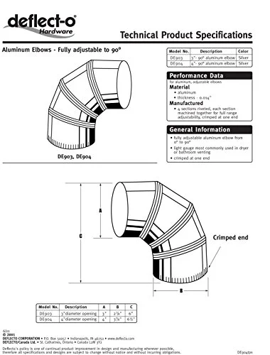 Deflect-O DE904 90-Degrees Fully  Adjustable Elbow 4