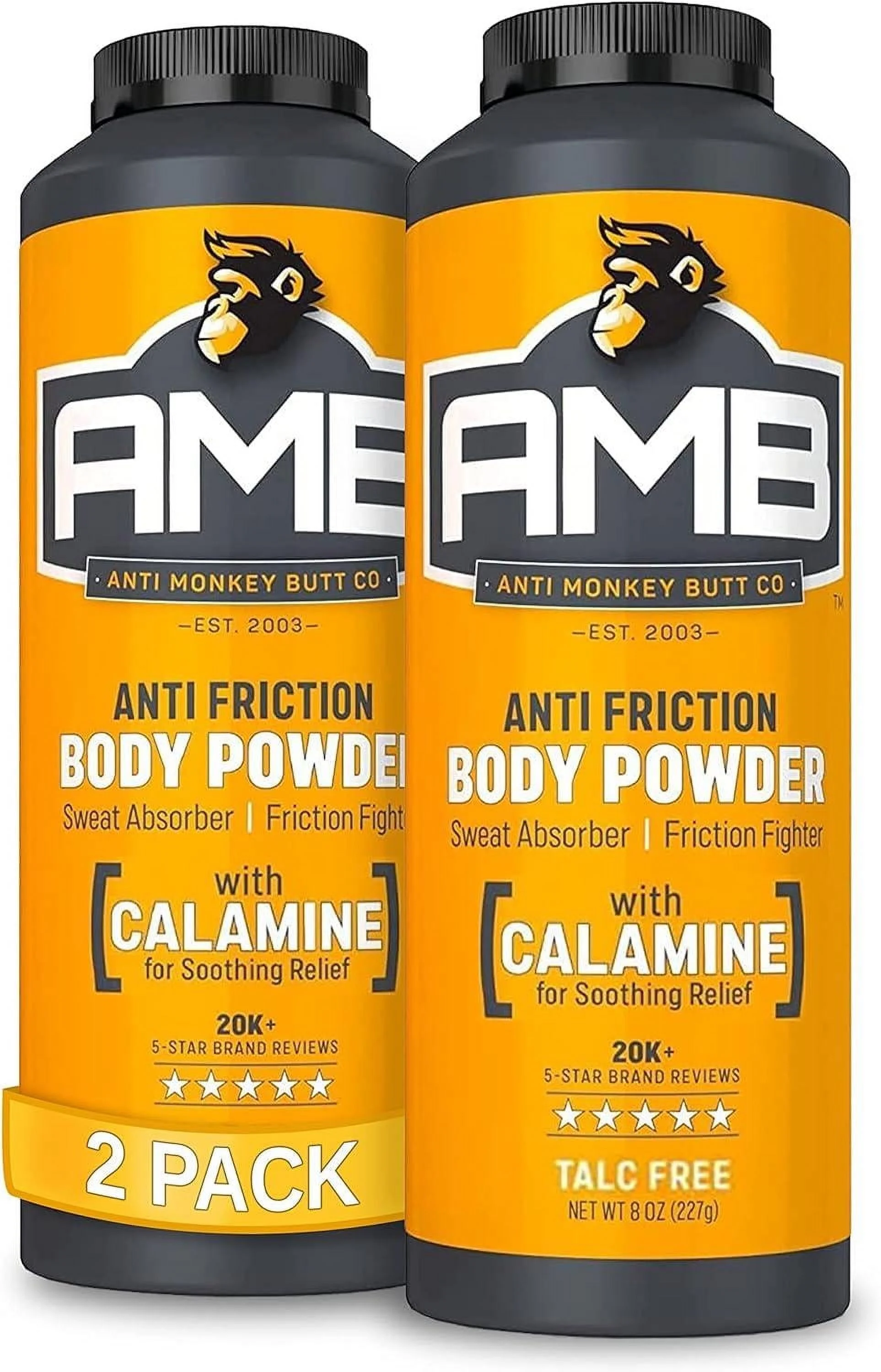 Anti Monkey Butt Anti Chafing (2Pk) Anti Itch Body Powder and Foot Powder for Men and Women, 8 oz