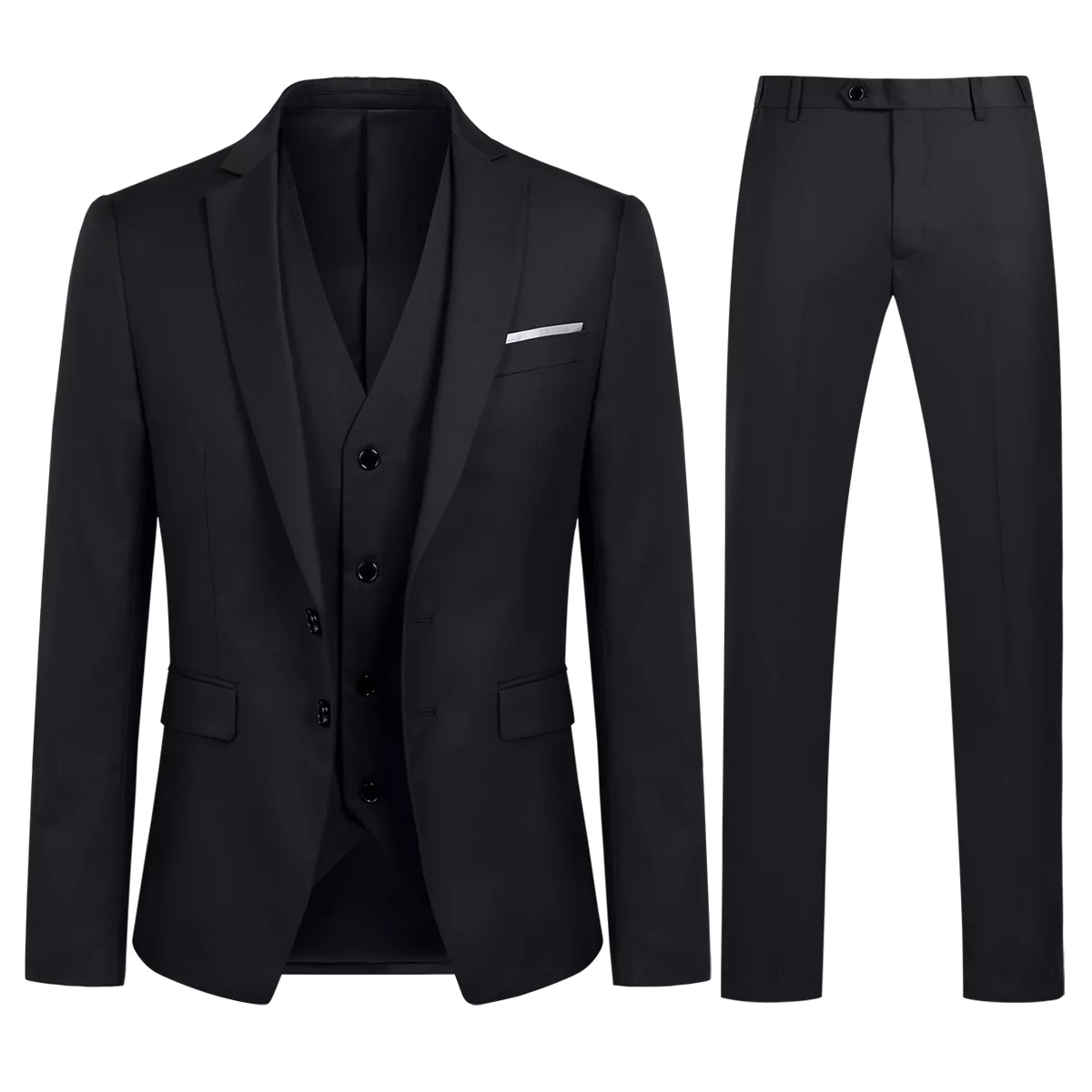 Cloudstyle Mens Slim Fit 3 Piece Suit Classic Business Wedding Suits Tuxedo Blazer Waistcoat Trousers