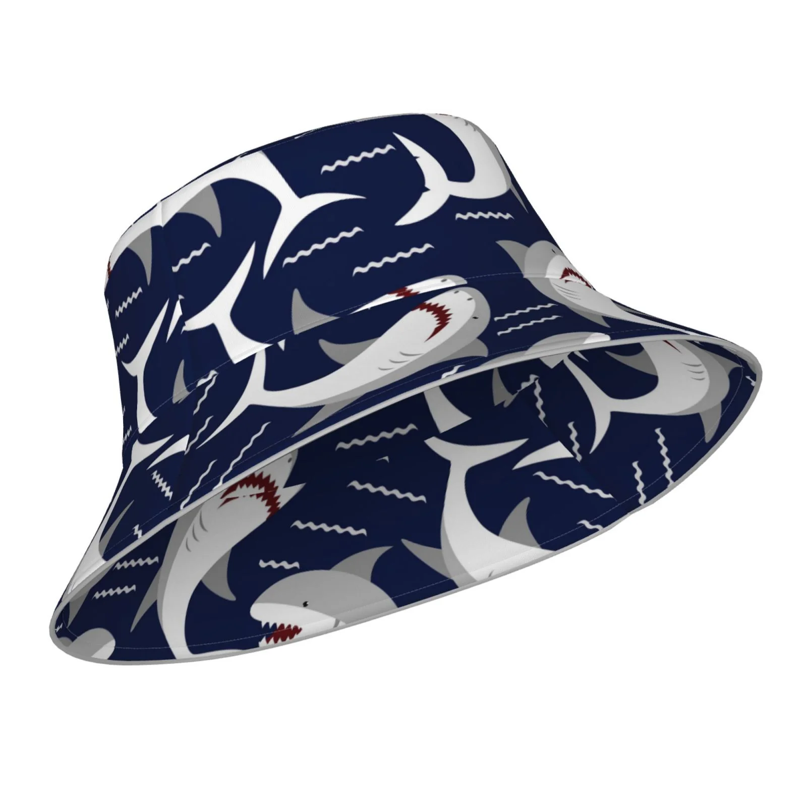 Balery Angry Shark Bucket Hats Fashion Sun Cap Packable Outdoor Fisherman Hat For Women And Men