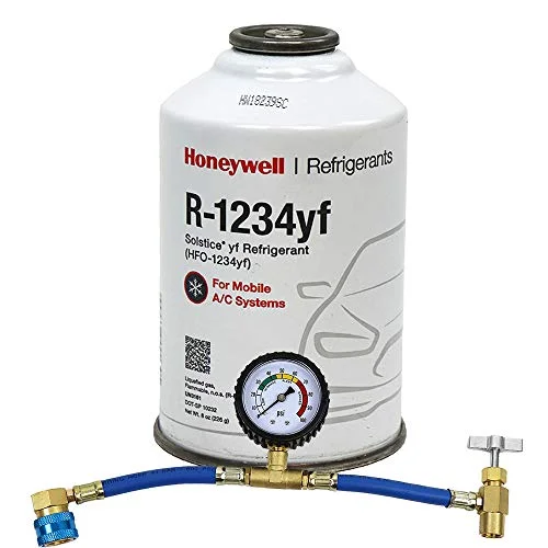 ZeroR Top Off Kit #1 - Genuine 8oz HFO-R1234YF Refrigerant (1 Can) & HD Brass Can Tap with Gauge