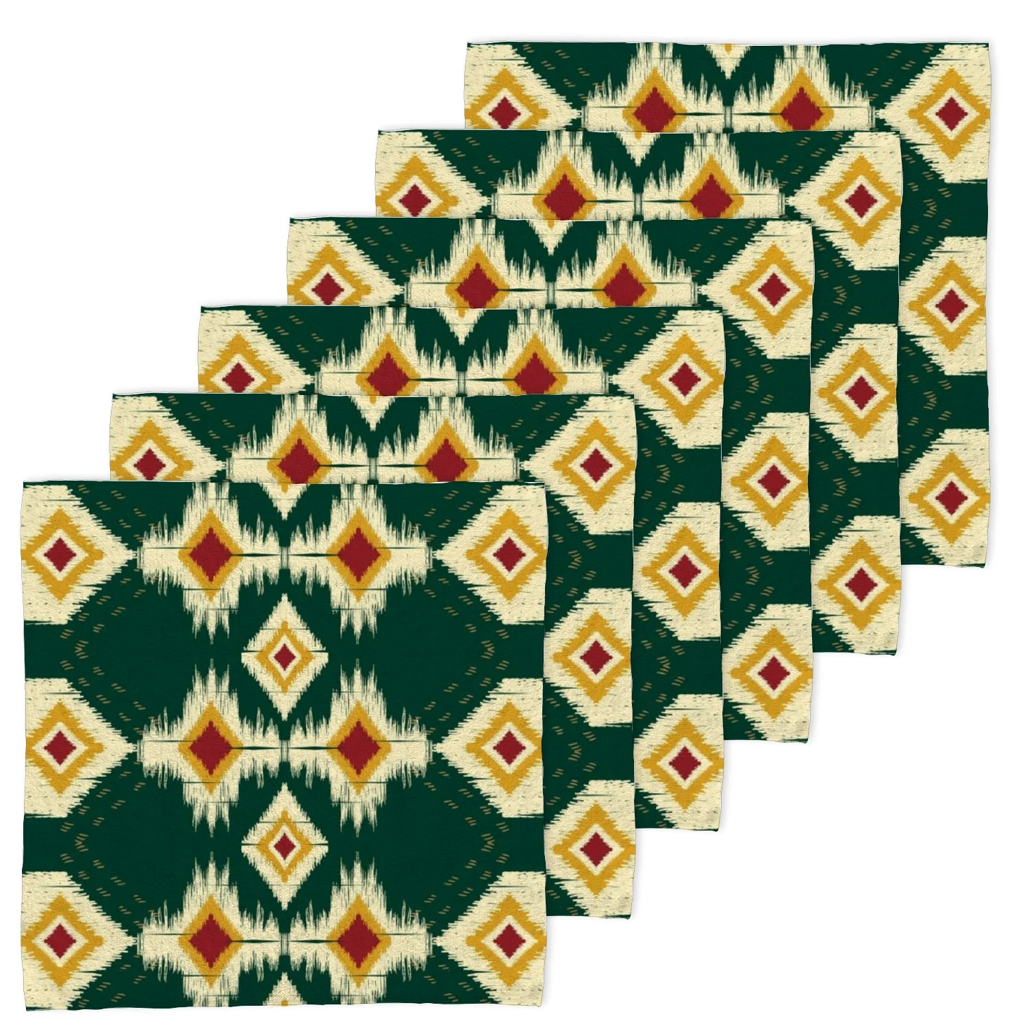 ANYWAY.GO 4 pack Baby Washcloths - 12 x 12 Inch Super Soft Baby Towels - 100% Cotton Highly Absorbent Wash Cloths for Face and Body,African Ikat Paisley Embroidery