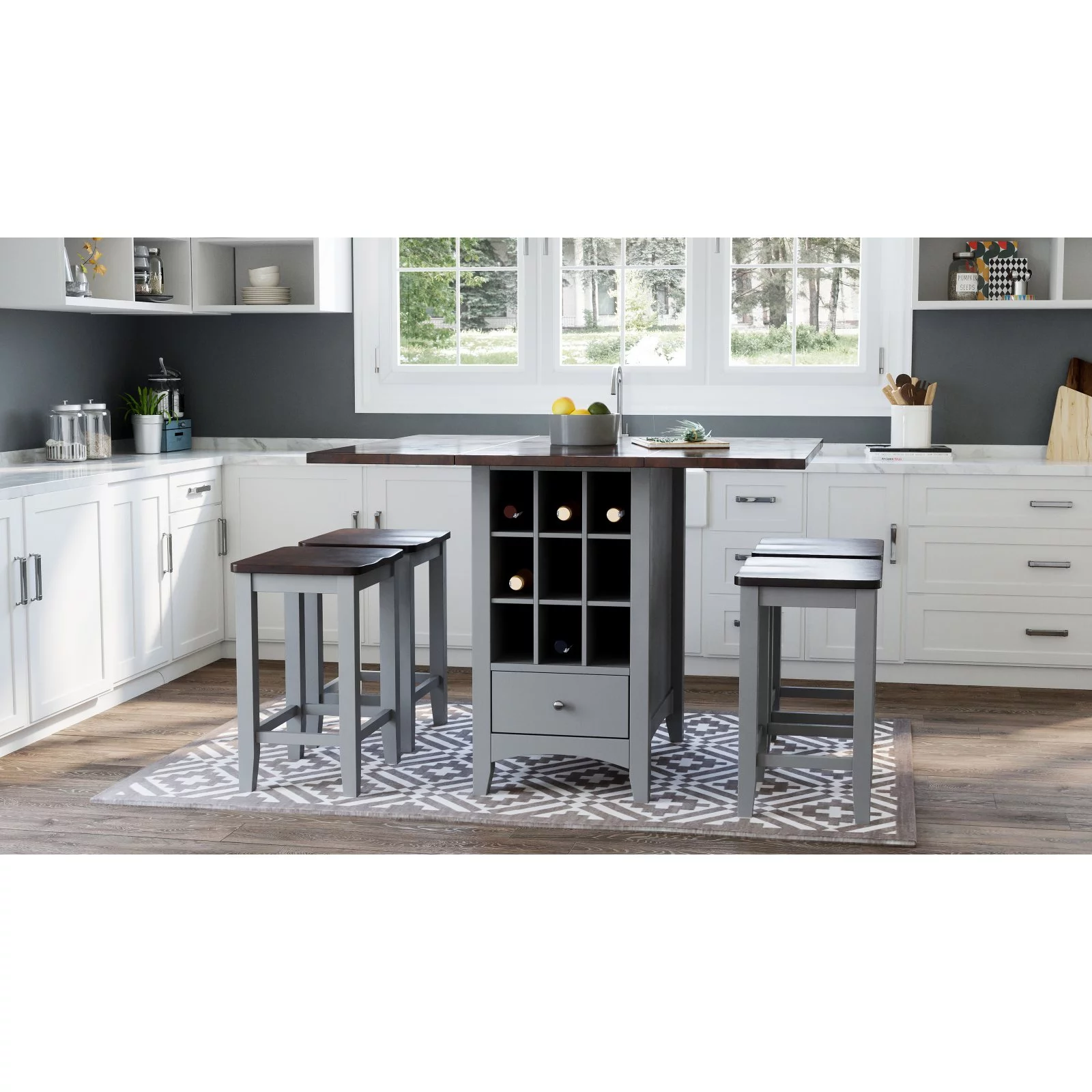 Jofran Asbury Park Solid Acacia Farmhouse Backless Saddle Stool (Set of 2)