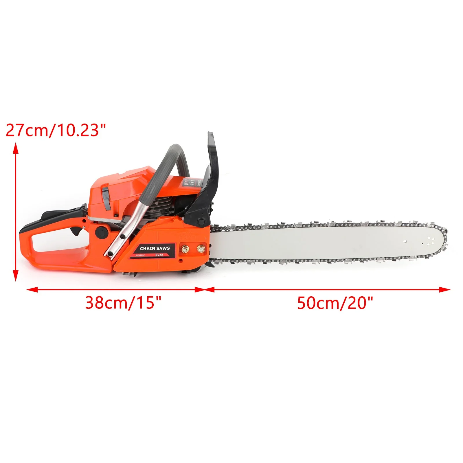 52cc Chainsaw 20inches Bar Powered Engine 2 Cycle Gasoline Chain Saw Orange