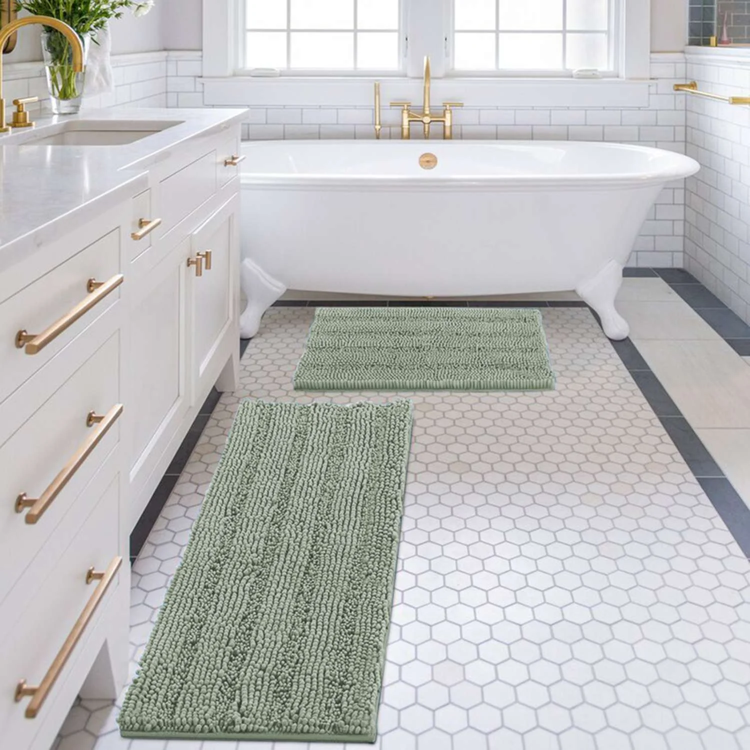 H.VERSAILTEX Chenille Bath Mats Non Slip Absorbent Bath Rugs, 20