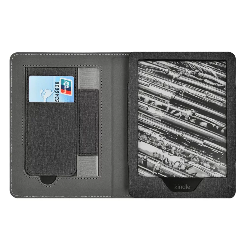 E-Reader Sleeve Protective Shell Auto Wake/Sleep PU Leather Stand Case Hand Holder Smart Cover BLACK