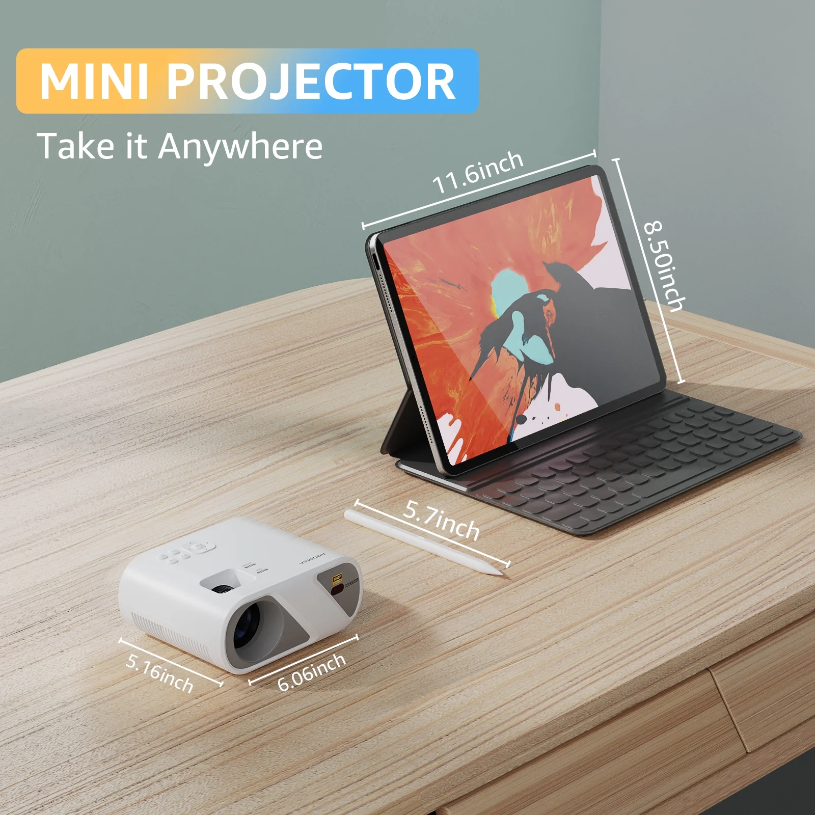 Roconia 5G Wifi Mini Projector with Bluetooth 5.1& 100