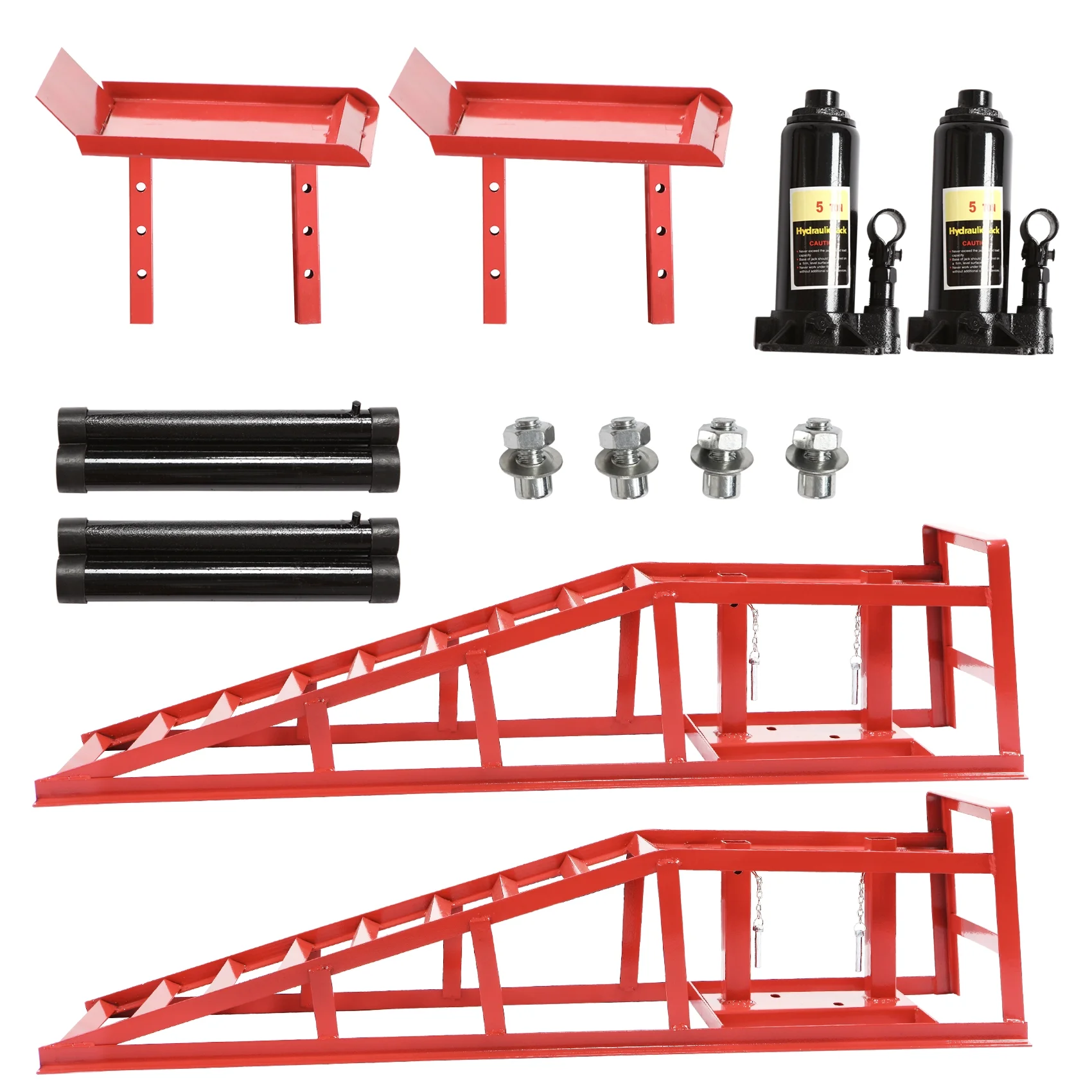 ANDTE Hydraulic Car Ramps, 2 Pack High Lift Service Ramps for Vehicles up to 5T (11023 lbs)