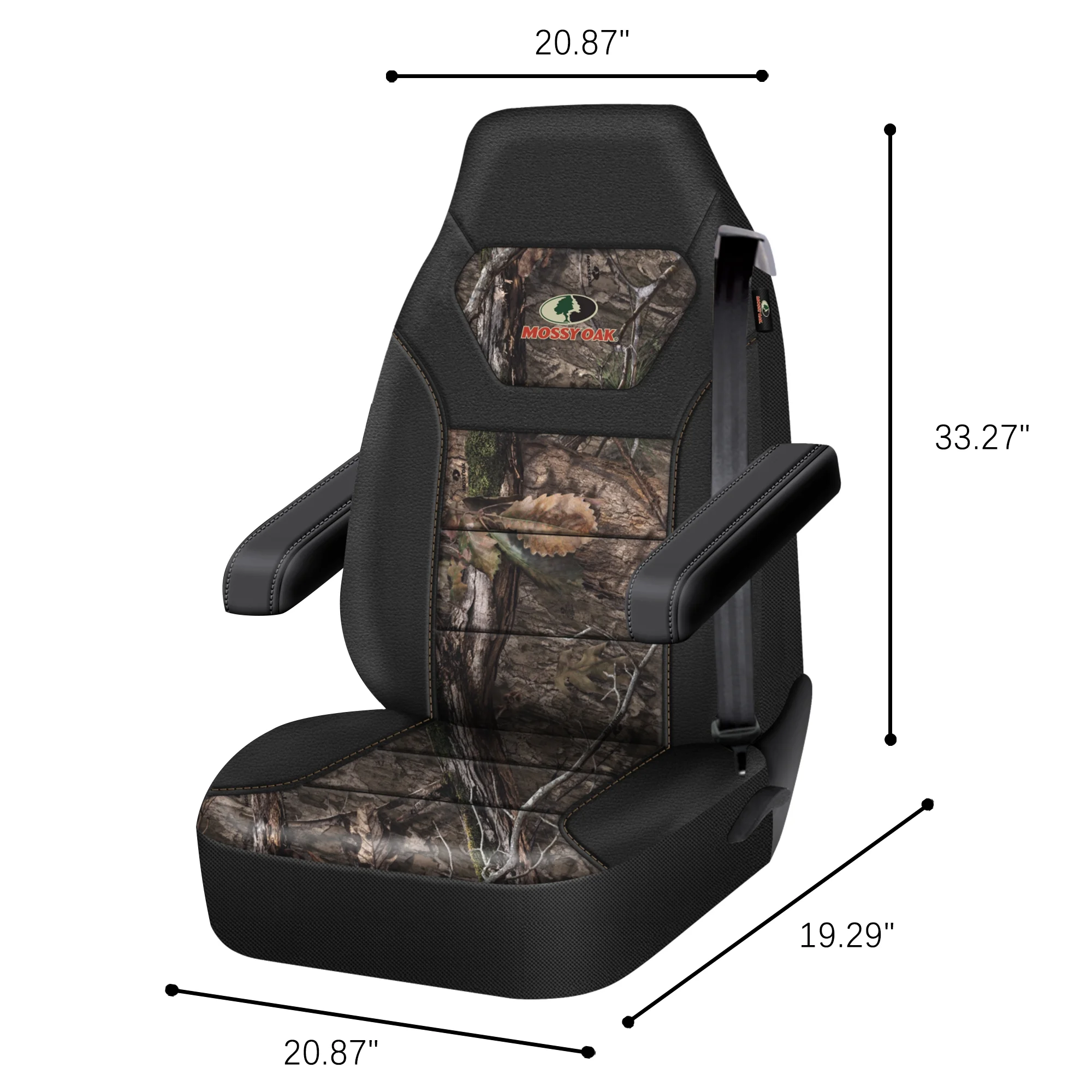 Mossy Oak 2Piece Car Seat Cover High Back Truck Polyester Camo - Universal Fit MS2401