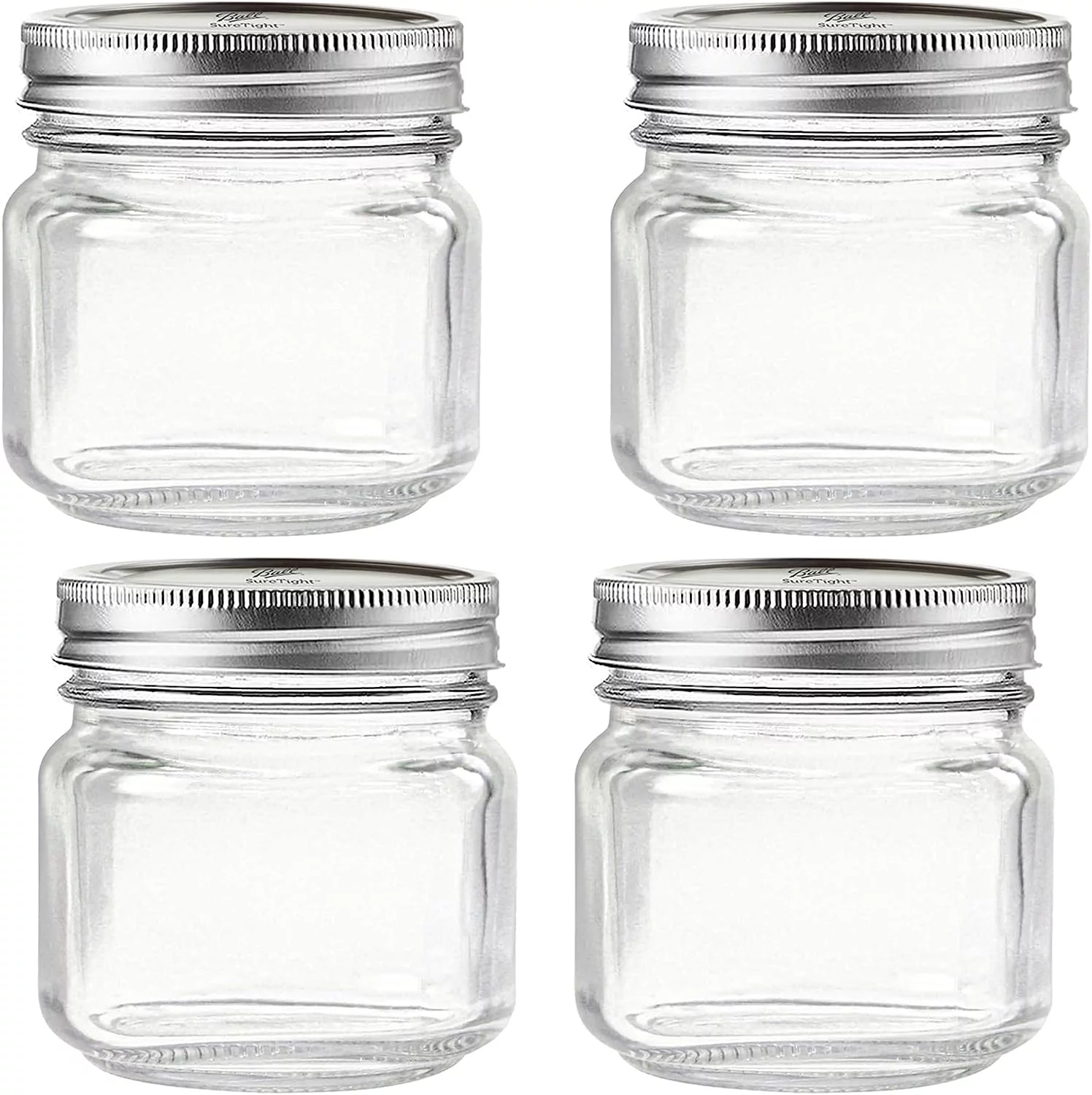 Regular Mouth Mason Jars 8 oz - (4 Pack) - Regular Mouth 8-Ounces Mason Jars With Ball Airtight lids and Bands