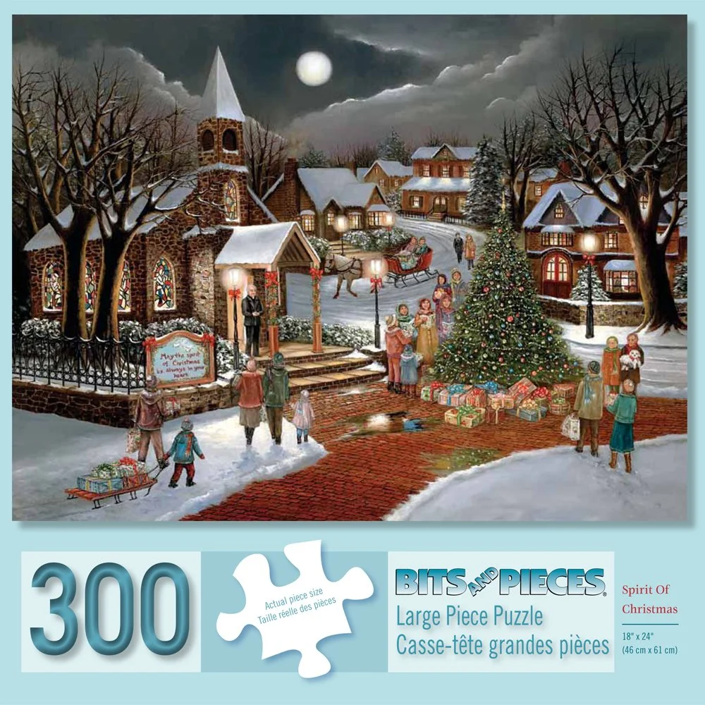 Bits and Pieces - 300 Piece Jigsaw Puzzle for Adults - Spirit of Christmas by Artist H. Hargrove - Measures 18