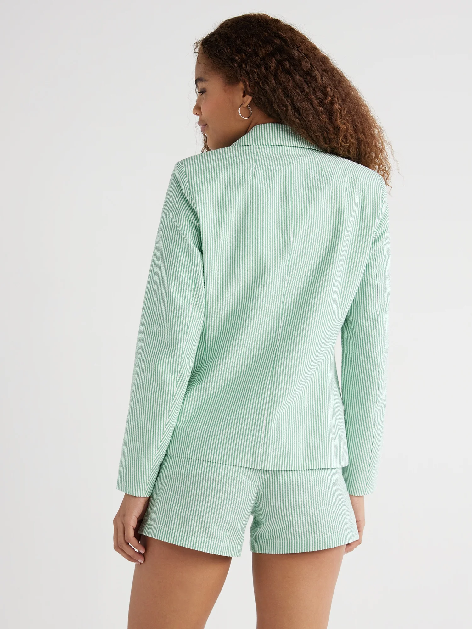 Free Assembly Women’s Single-Breasted Seersucker Blazer, Sizes XS-XXL