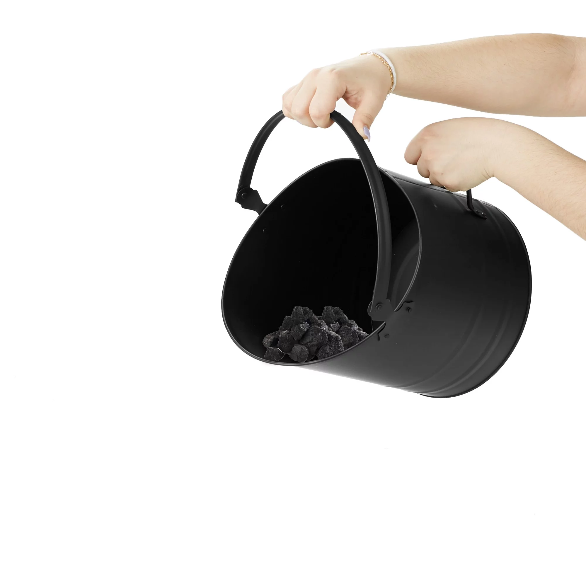 Mind Reader Fireplace Ash Bucket, 6L (1.5 gal) Capacity, Metal, 9 L x 9 W x 10.5 H, Black