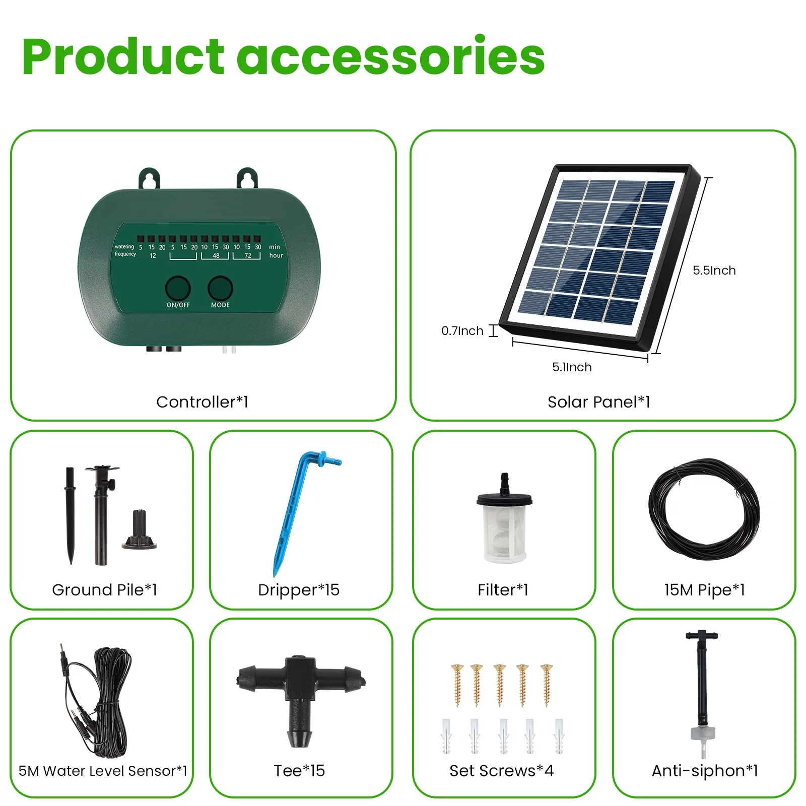 SUNOYAR Solar Drip Irrigation System, Automatic Drip Irrigation Kit with Sensor Timer 12 Timing Modes, Irrigation System for Garden Plant Watering Devices