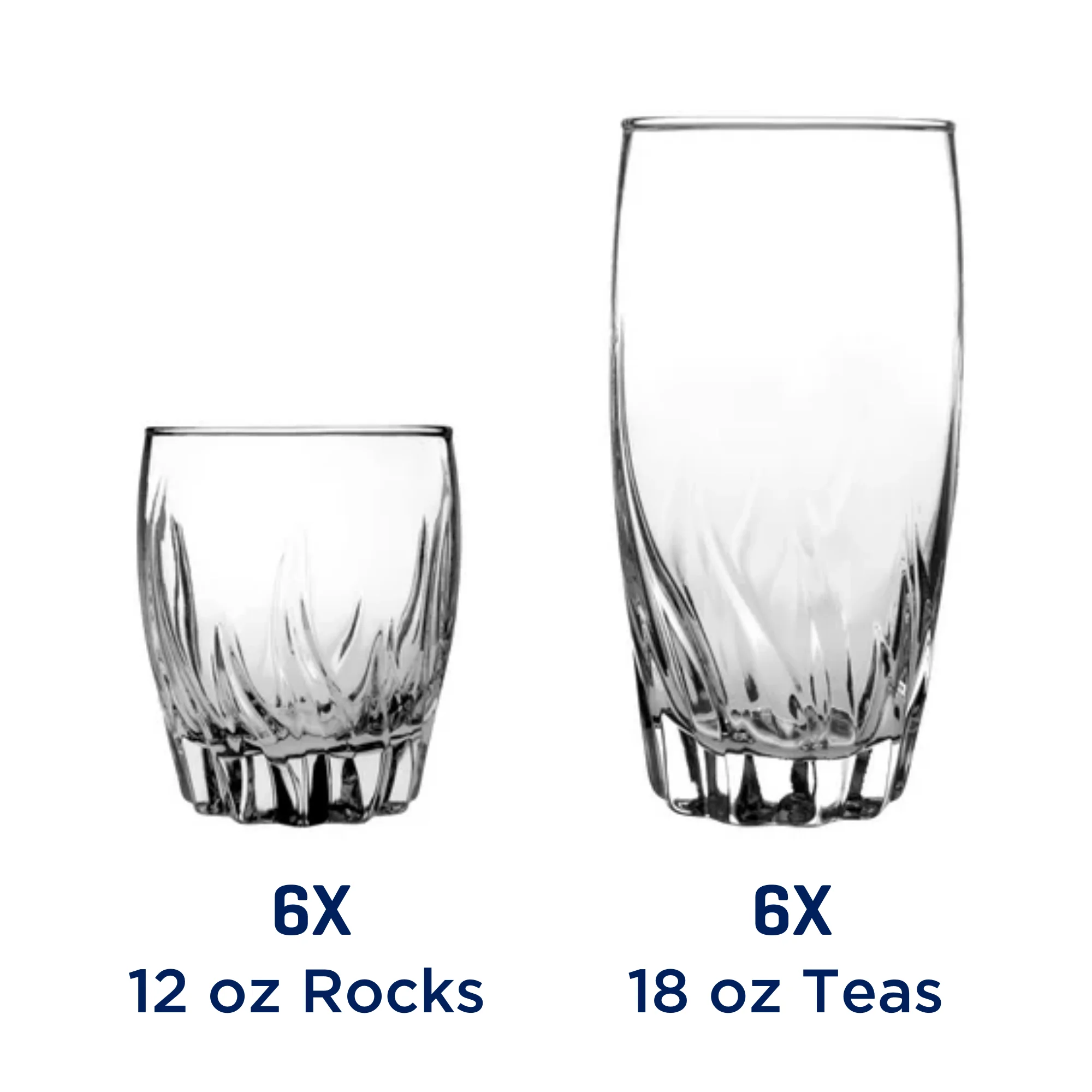 Mainstays 12 Piece Radiant Drinking Glasses Set, 16 oz & 12 oz Clear Glasses