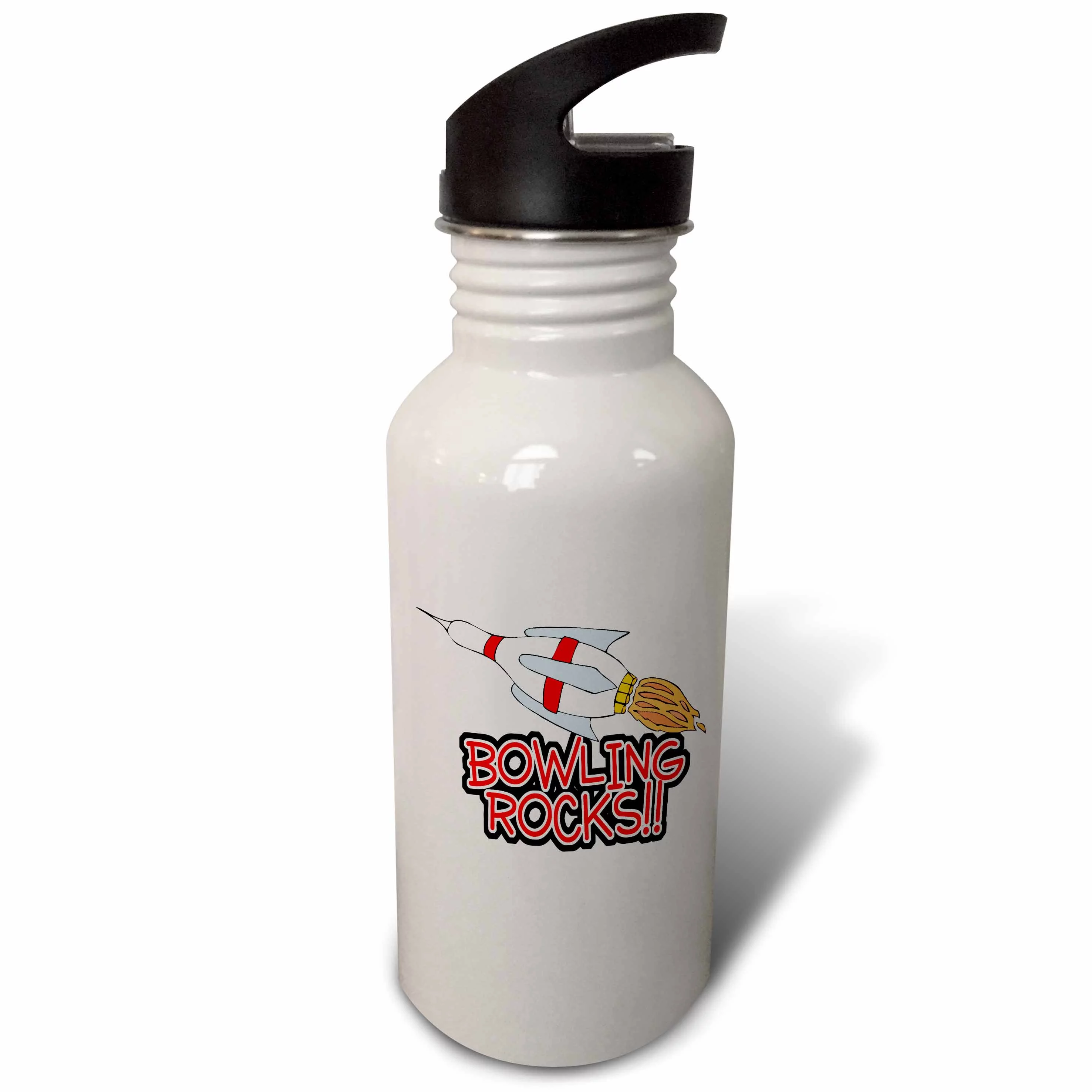 Bowling Rocks Pin Rocket Bowlers Sports Design 21 oz Sports Water Bottle wb-116296-1
