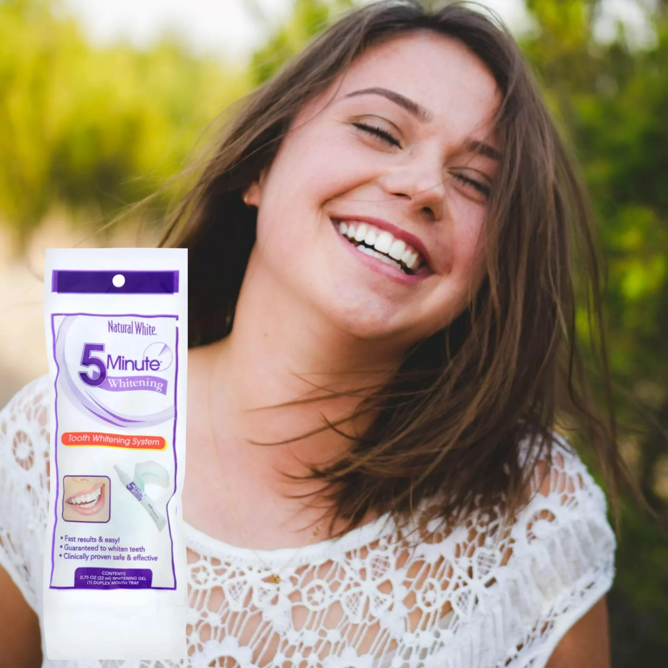 Natural White 5 Minute Teeth Tooth Whitening Kits Gel Comfort Fit Mouth Tray Effective At Home Teeth Whitening Travel Friendly Portable and Easy to Use for Men Women Oral Care 0.75oz each - Pack of 6