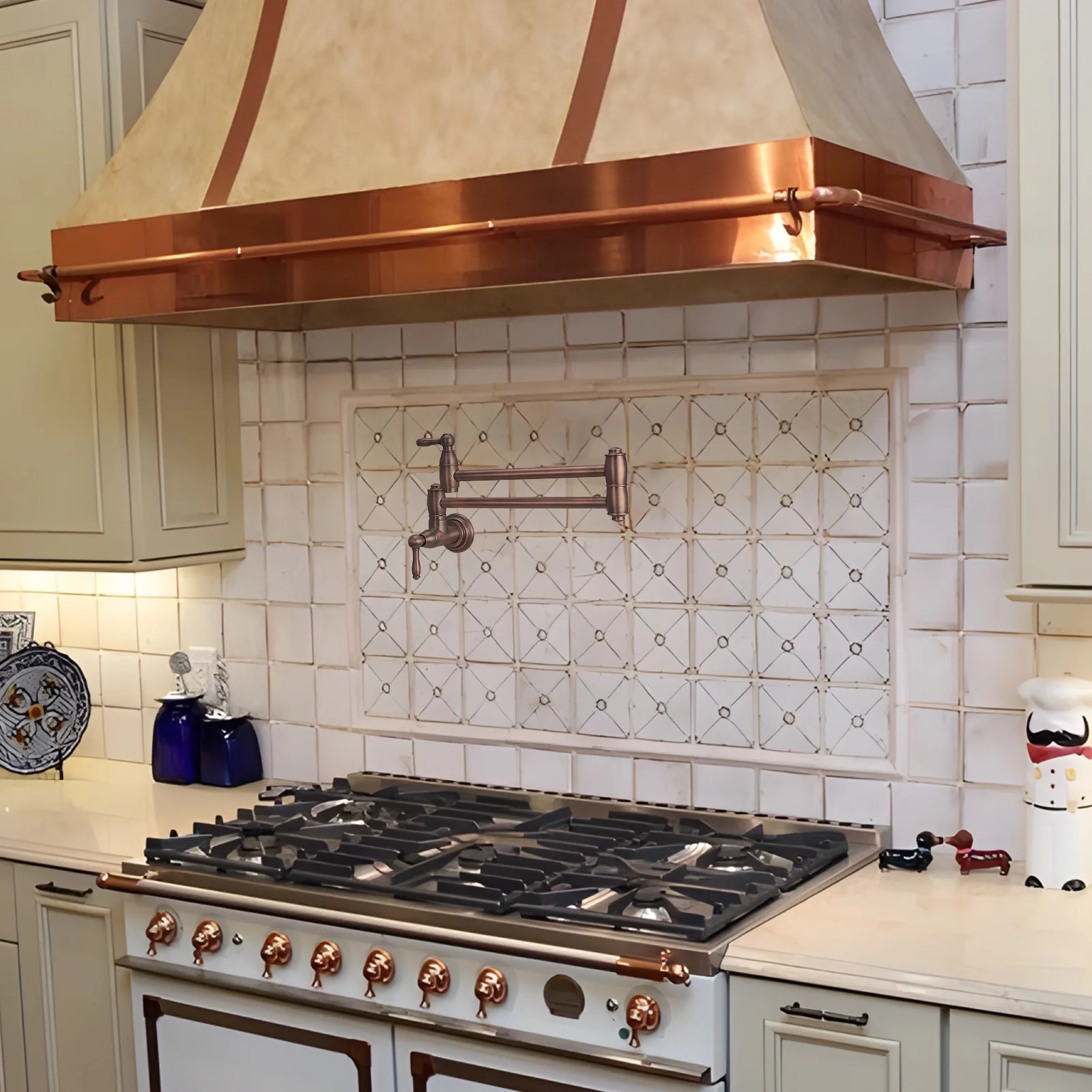 Akicon Copper Pot Filler Kitchen Faucet, Solid Brass Wall-Mounted Faucet - Antique Bronze