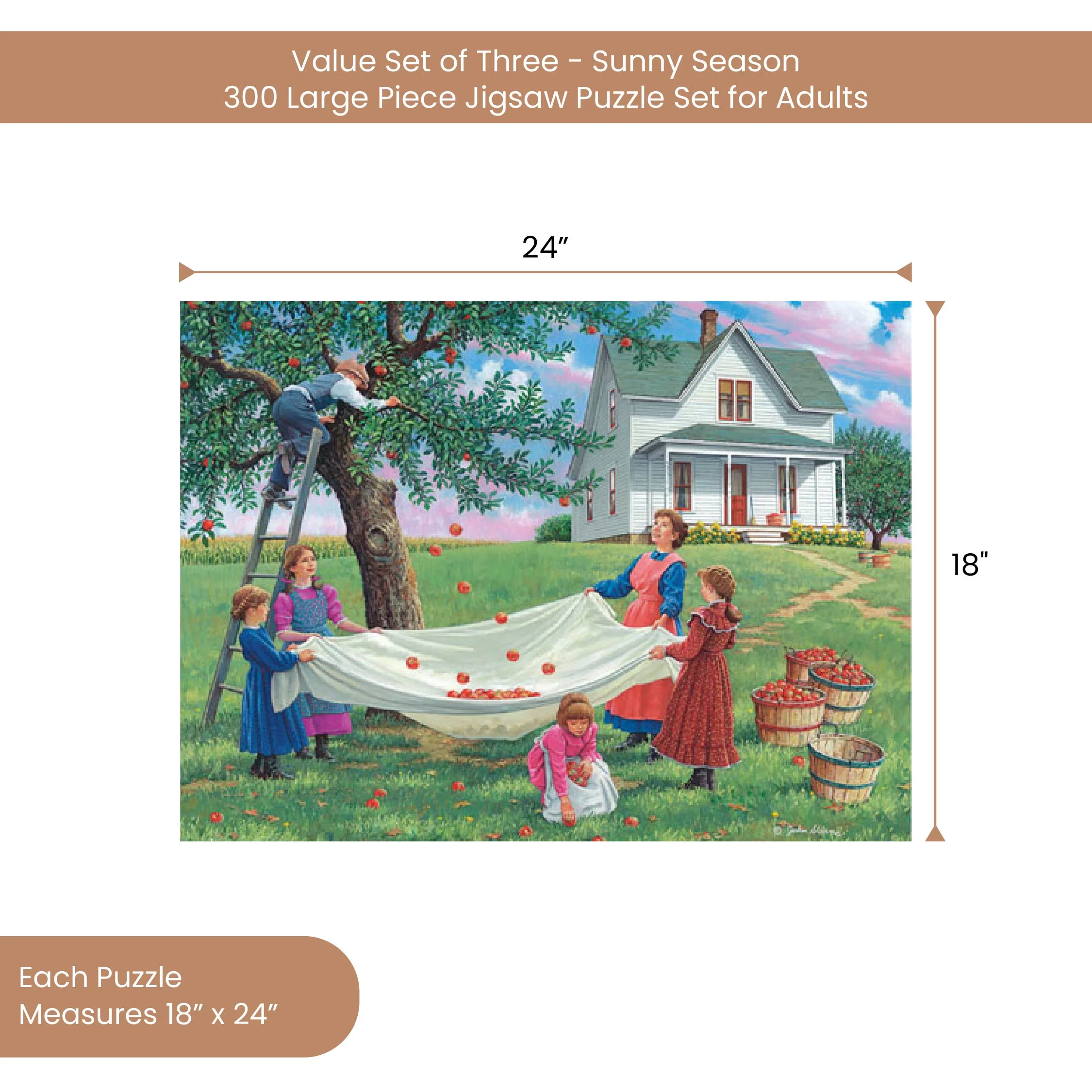 Bits and Pieces Bits And Pieces - Value Set Of Three (3) 300 Piece Jigsaw Puzzles For Adults - Each Puzzle Measures 18