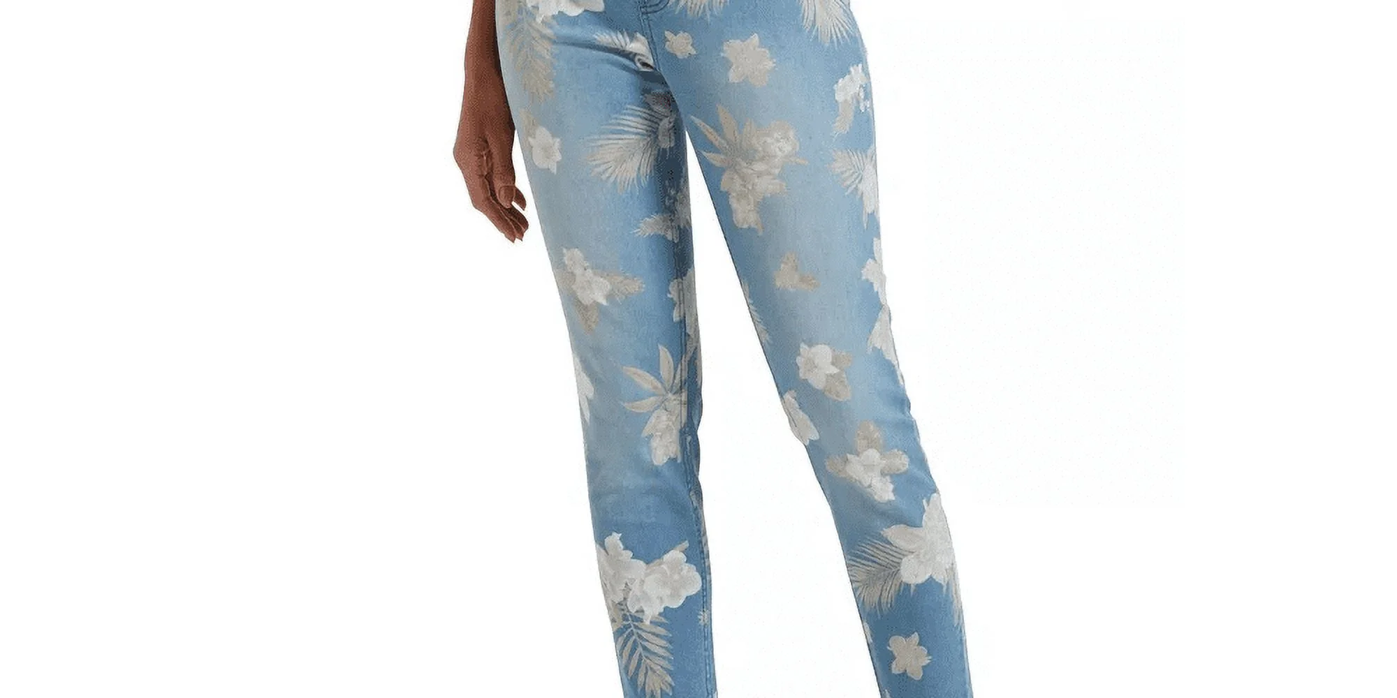 Hue Women's Tropical Orchid Ultra Soft Denim High Waist Skimmer Leggings Blue/Flowers Size X-Small