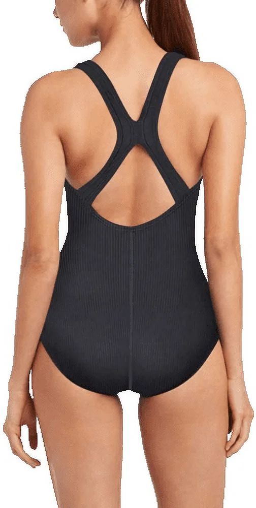 Speedo Womens Ultraback One Piece Swimsuit Black with White Piping( Black XXL)