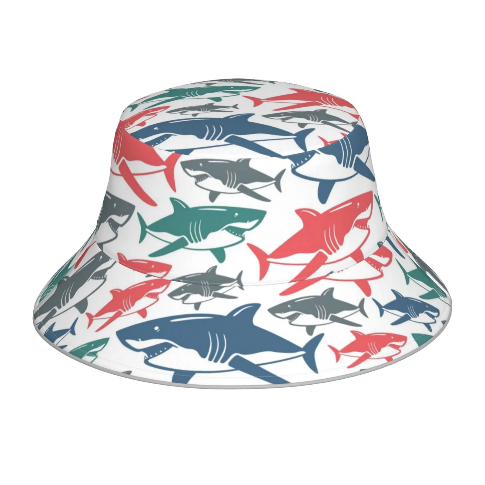Balery Colorful Shark Bucket Hats Fashion Sun Cap Packable Outdoor Fisherman Hat For Women And Men
