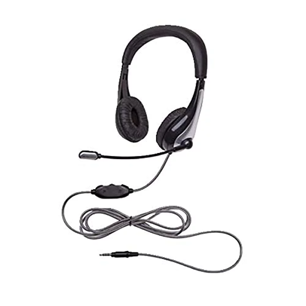 Califone NeoTech 1025MT Mid-Weight On-Ear Stereo Headset with Gooseneck Microphone 3.5mm Plug Black