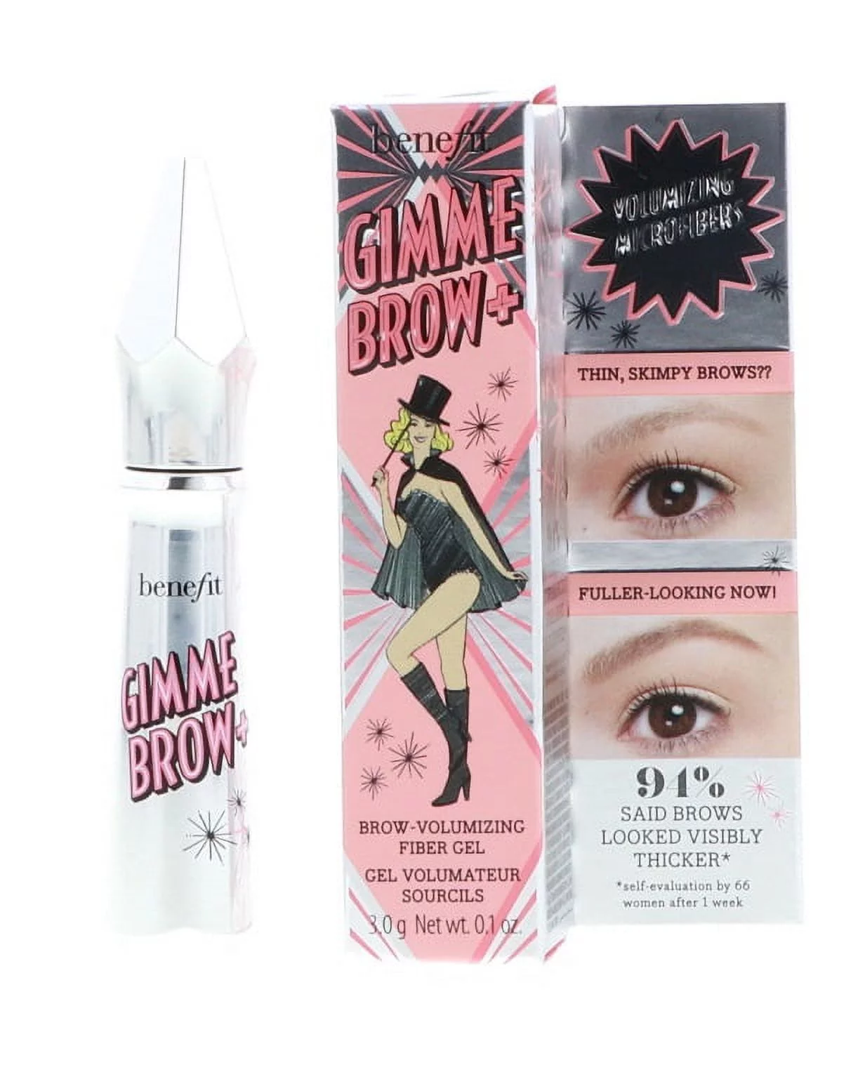 Benefit Gimme Brow+ Volumizing Brow Gel - 3 Medium Neutral Light Brown, 0.1 oz