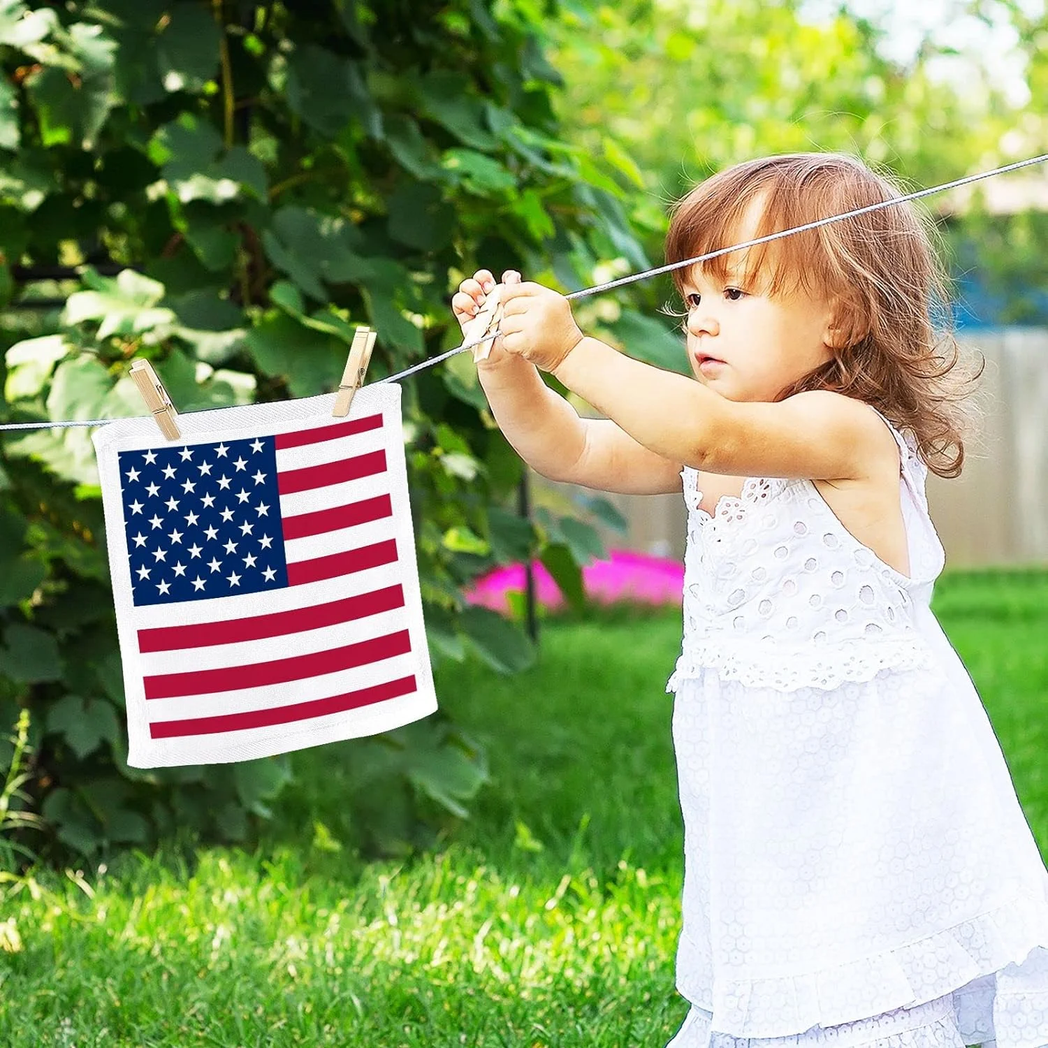 GZHJMY American Flag Wash Cloths 4 Pack - 12 x 12 Inch Super Super Soft Washcloths for Your Face and Body - 100% Cotton Absorbent Baby Face Towel