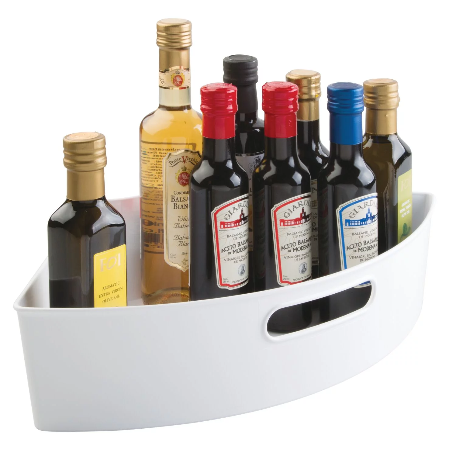 iDesign White BPA-Free Plastic 1/4 Lazy Susan Kitchen Organizer Storage Binz, 17.5