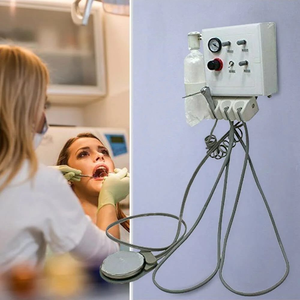 FETCOI Wall-Mouted Portable Dental Delivery Turbine Unit Work W/ Air Compressor 4 Hole