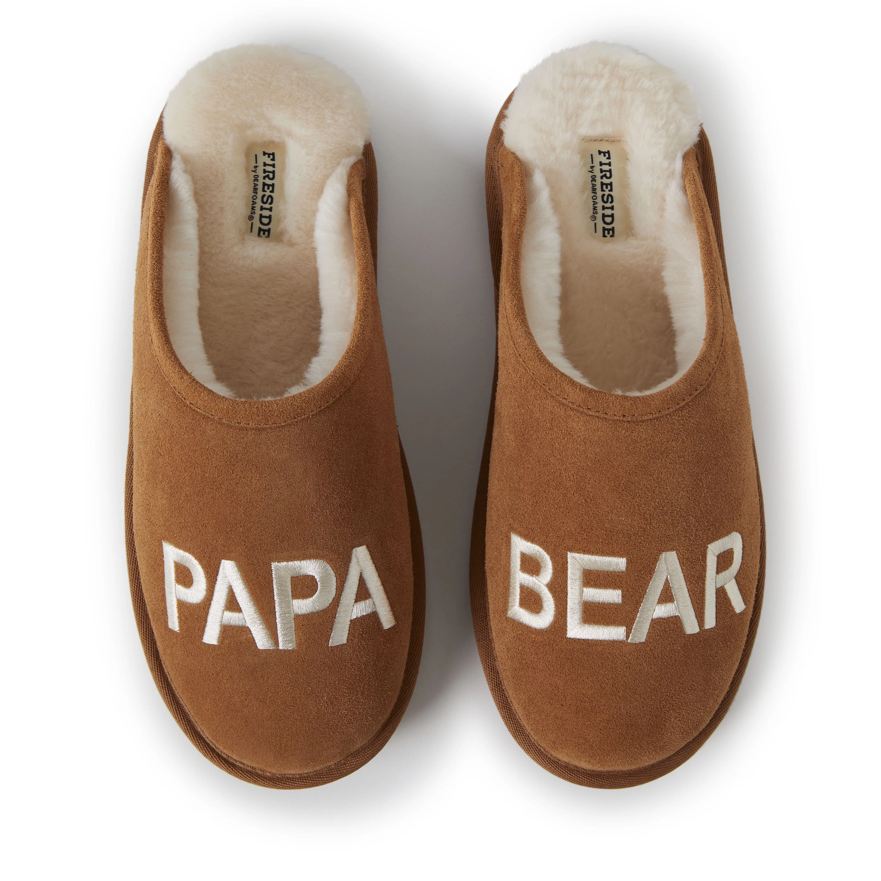 Fireside by Dearfoams Men's Papa Bear Genuine Shearling Scuff Slippers