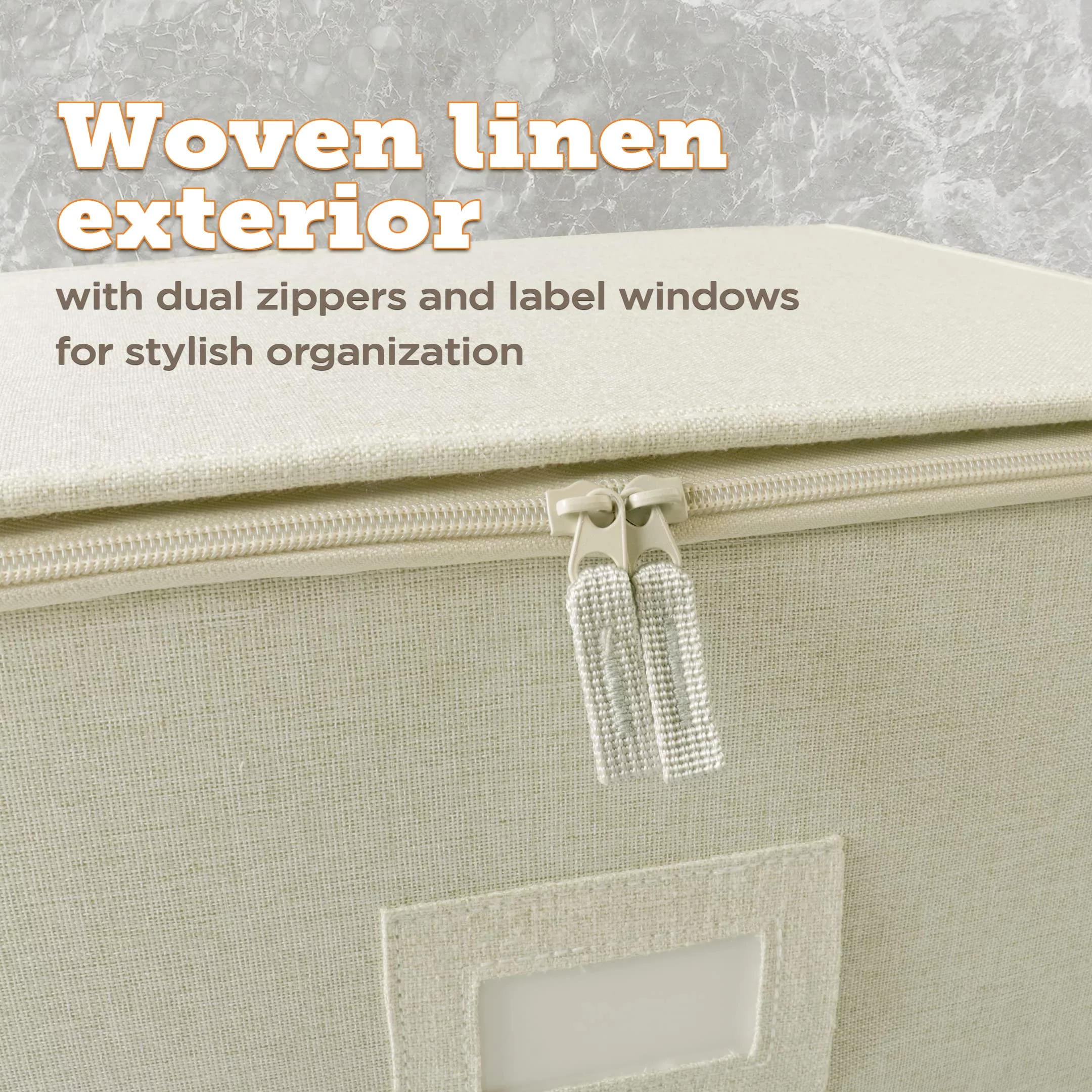 storageLAB Cup and Mug Storage Containers for Kitchen Organization - Quilted, Hard Case Stackable Storage Bin with Dividers, Double Zippers, & Label Windows - Holds 12 Coffee Mugs & Tea Cups - Cream