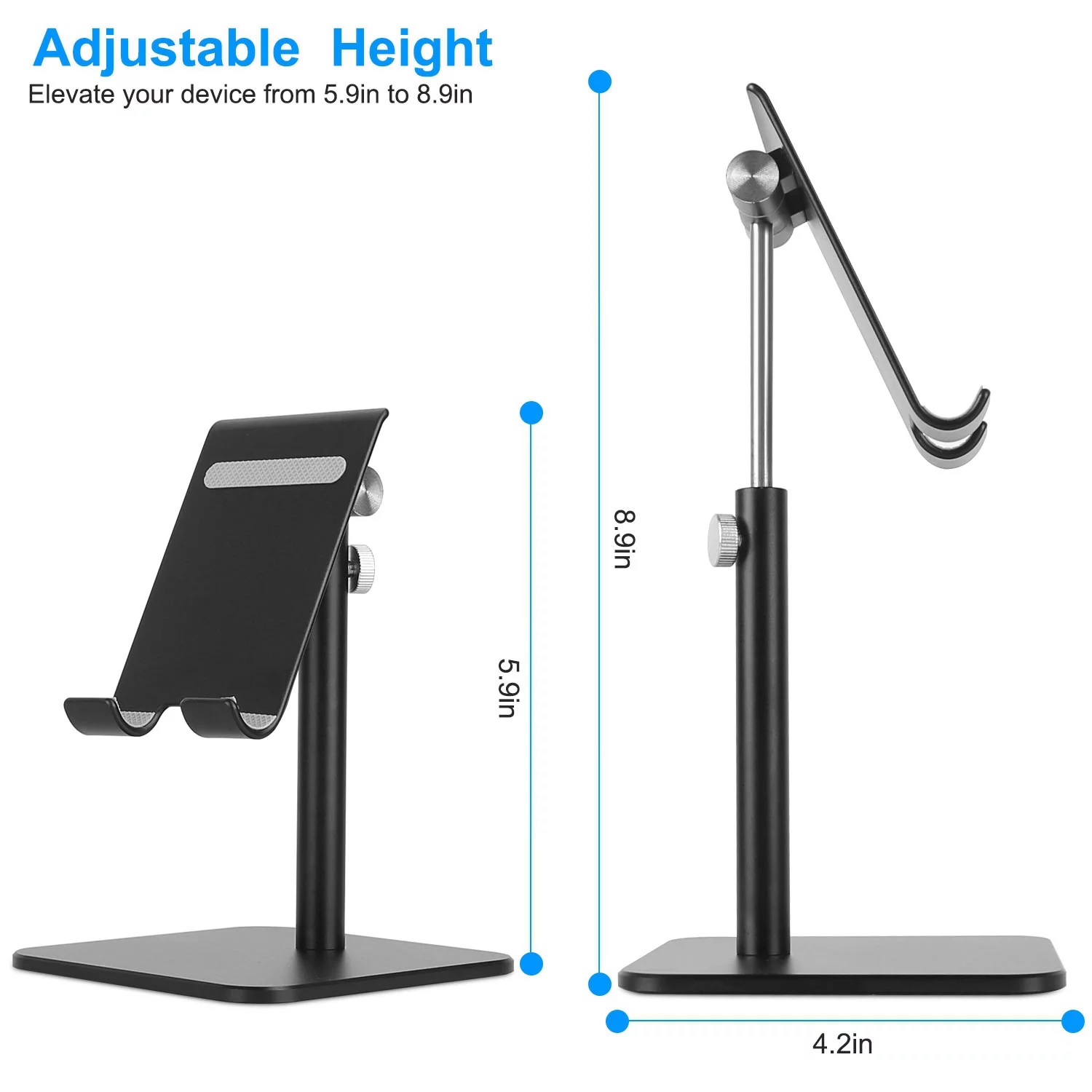 iMountek Cell Phone Stand Adjustable Angle Height Desk Phone Dock for iPad Kindle iPhone, Silver
