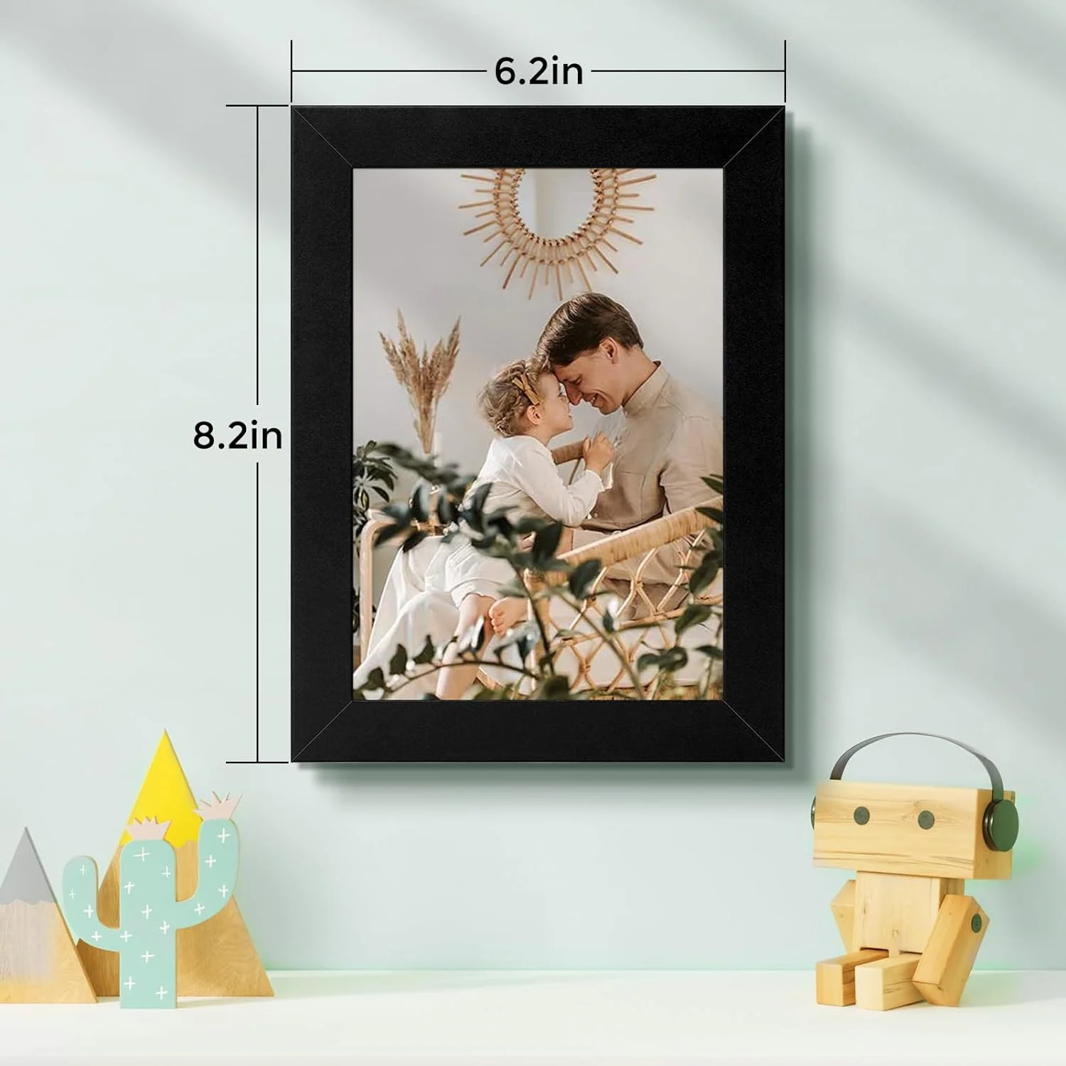 Golden State Art 5x7 Picture Frames Set of 8, Black Gallery Wall Frame Collage, Thin Tabletop Family Frame with Plastic Cover, Horizontal or Vertical Displays (8-Pack)