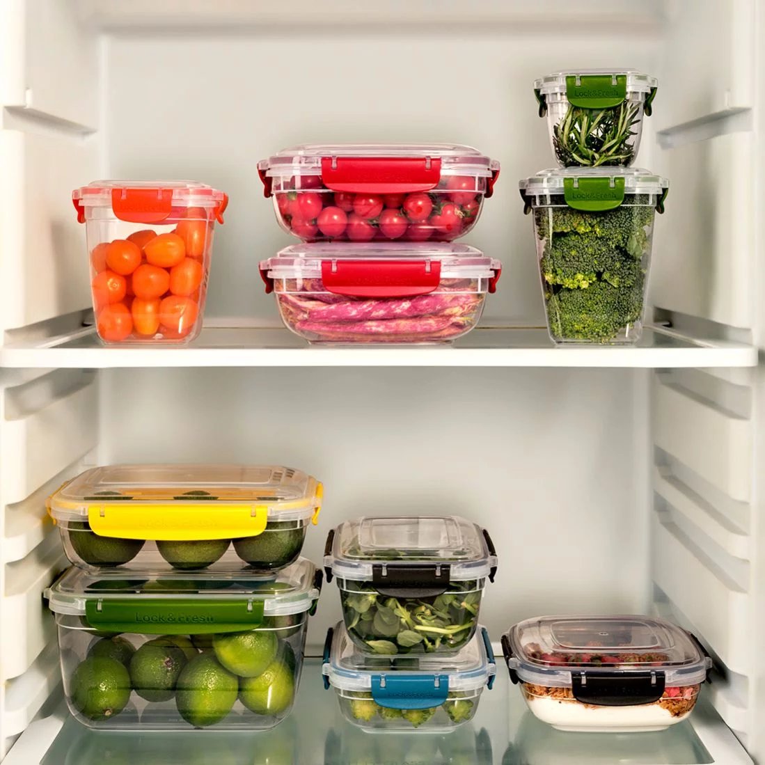 Superio Lock and Fresh Airtight Food Storage Containers with Lids for Kitchen Pantry Organization and Storage, BPA Free, Lunch, and Meal Prep Plastic Containers, 30 oz. Square Sealed Container, Red