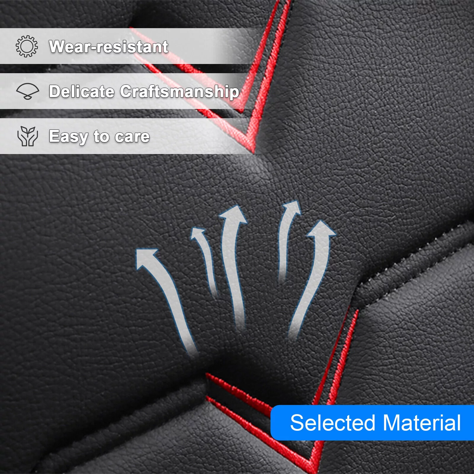 For Honda Civic CR-V Insight Accord Crosstour Car Seat Covers, Waterproof 5 Seats Full Set Leather Cushion Protector Black + Red