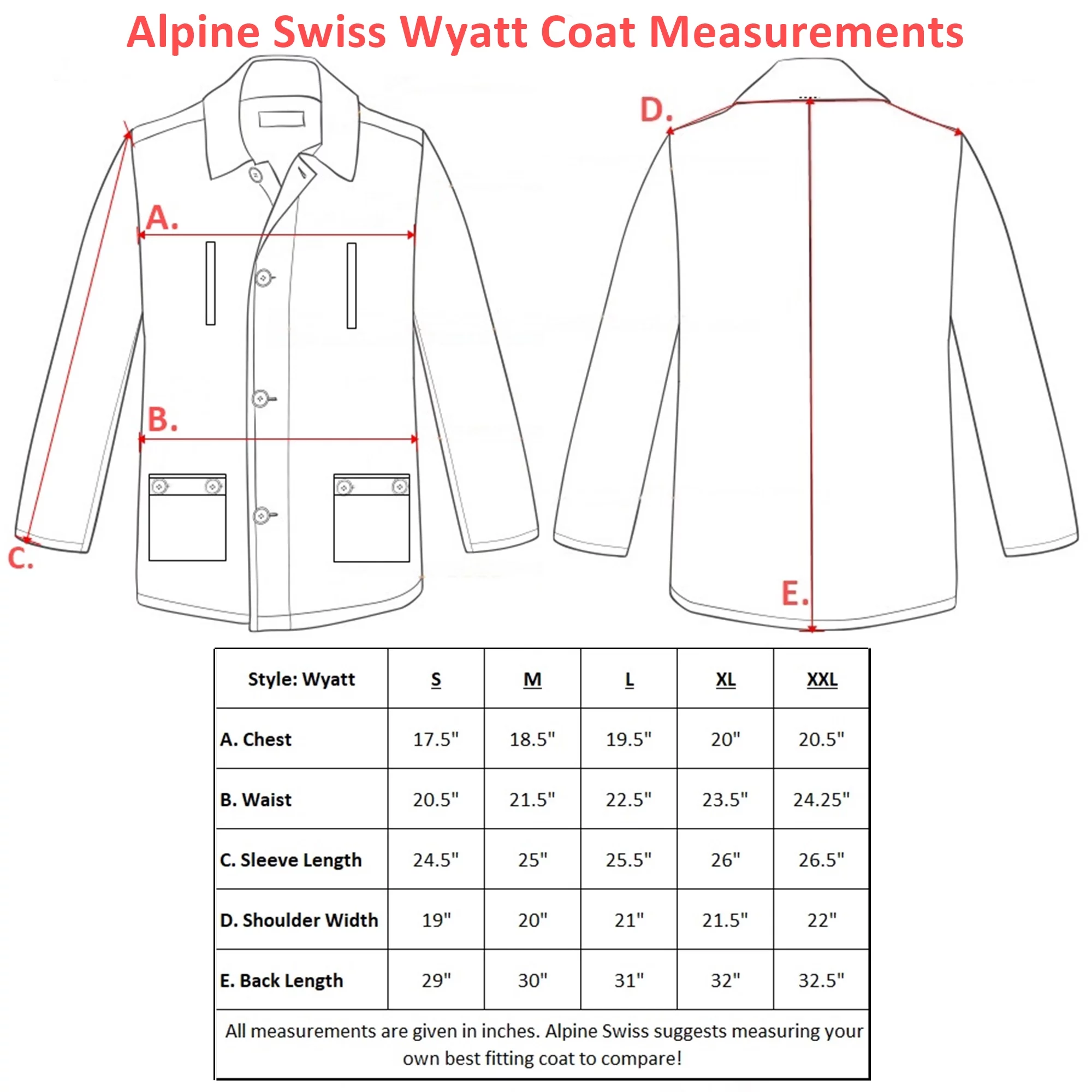 Alpine Swiss Wyat Mens Wool Blend Classic Barn Coat Cargo Pocket Military Jacket