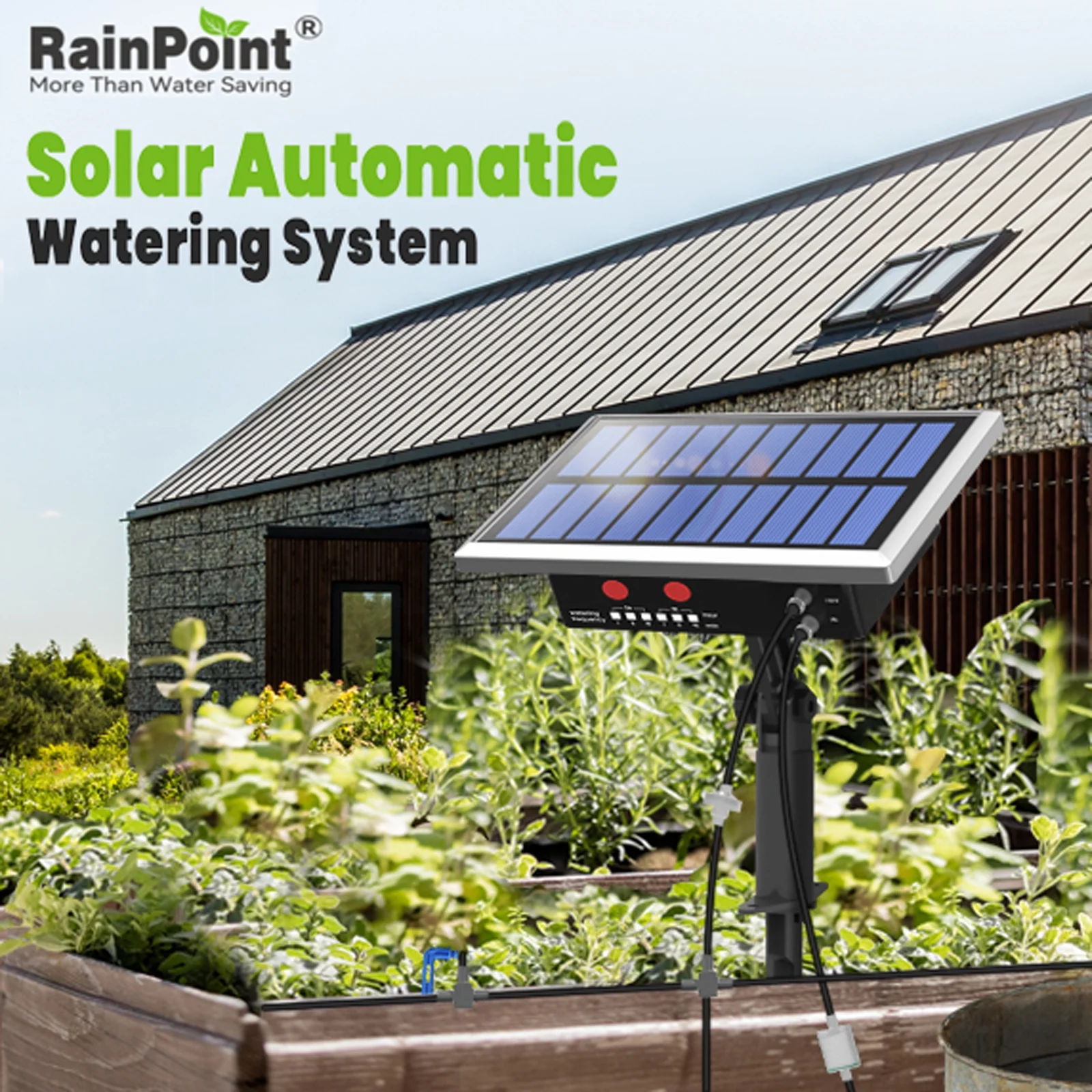 RAINPOINT Solar Drip Irrigation System Outdoor Automatic Plant Self Watering Devices for Plants