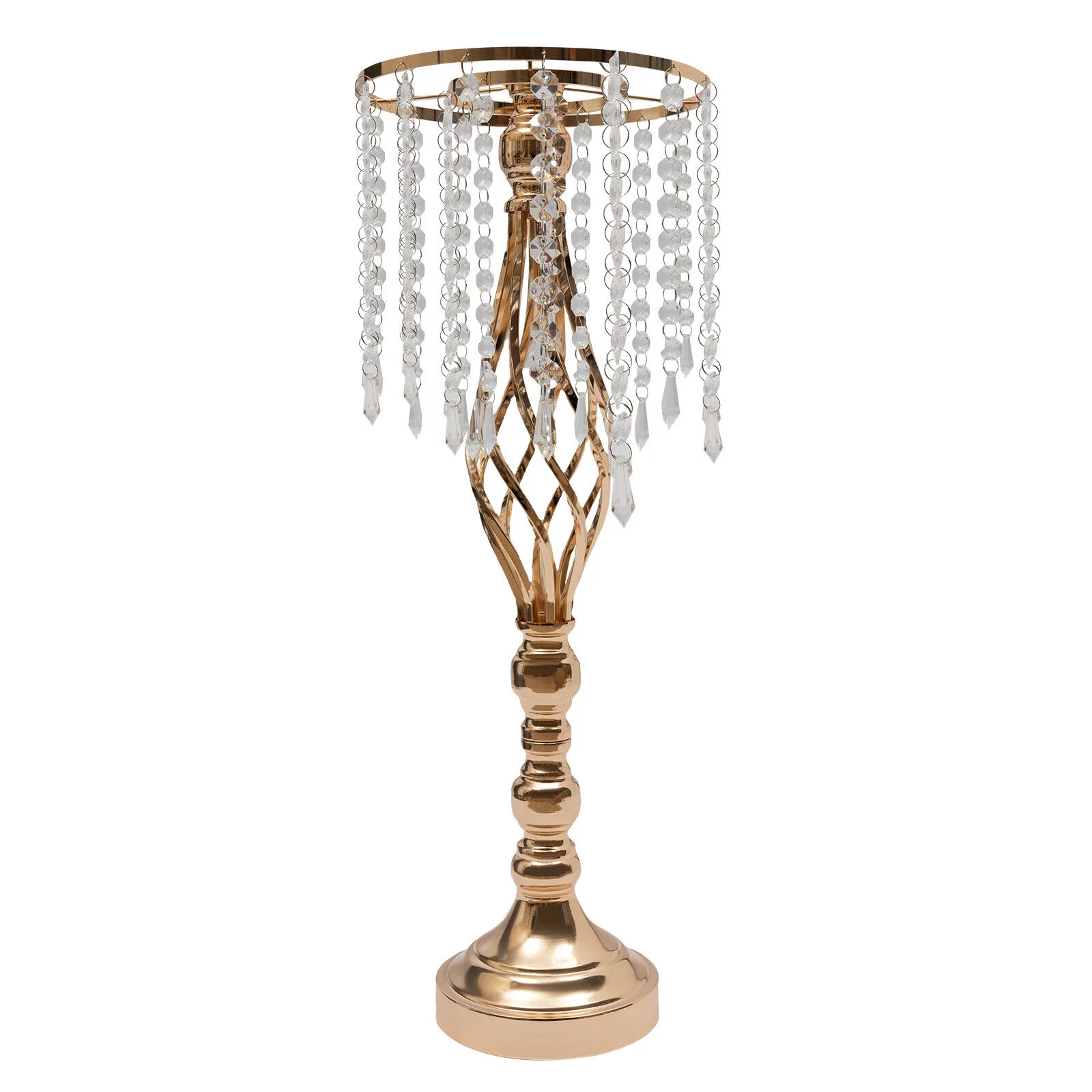 6PCS Crystal Flower Stands Gold DIY Vases Wedding Table Centerpieces 55cm Tall