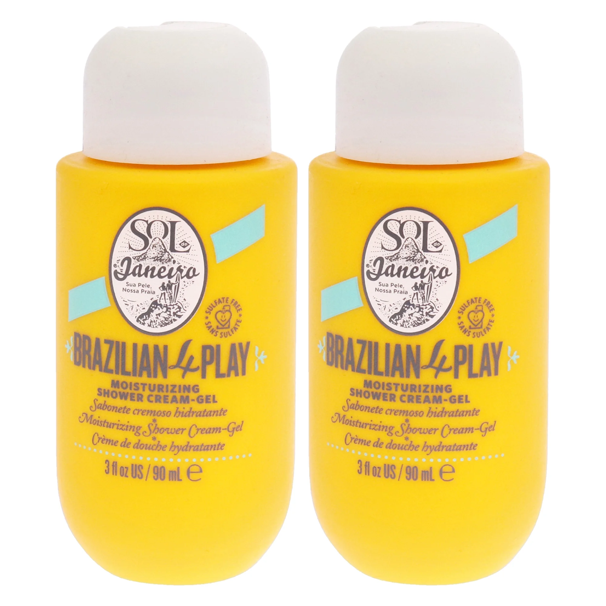 Sol de Janeiro Brazilian 4 Play Moisturizing Shower Cream Gel - Pack of 2, 3 oz Shower Gel