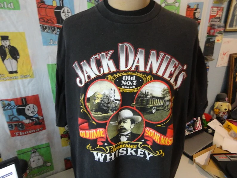 Vintage 80's Jack Daniel's Whiskey 1989 Black Tee 1989 T Shirt Size 2XL